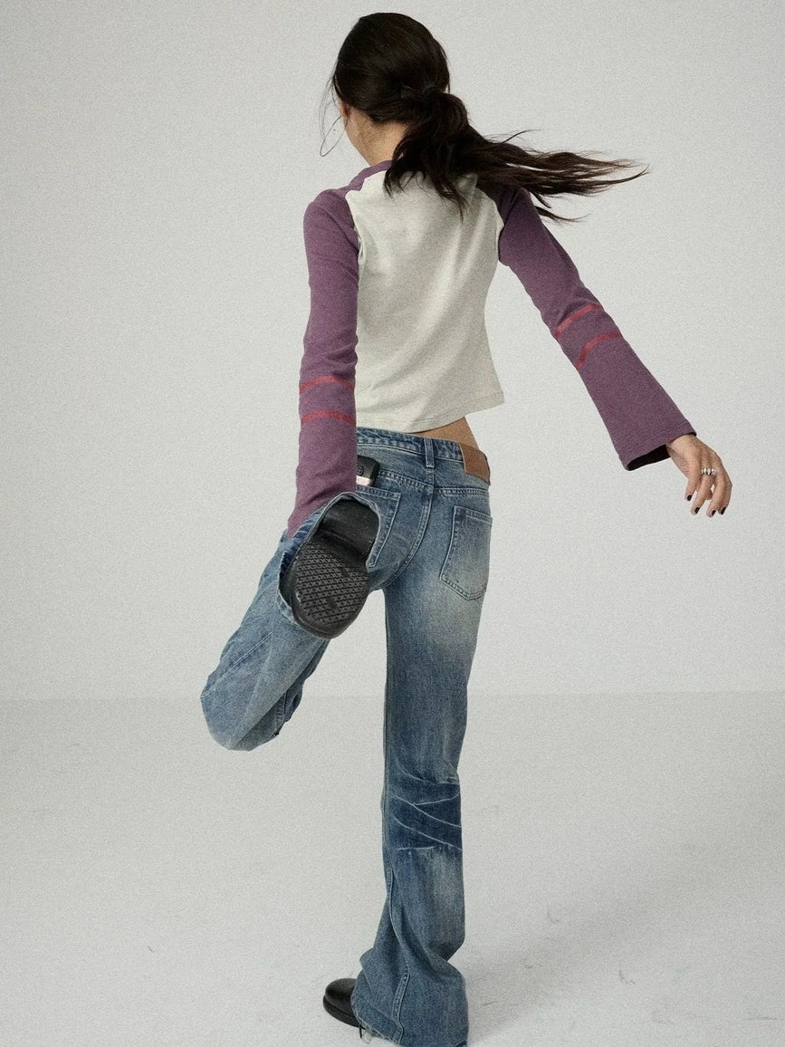 Achihara Washed Blue Low Rise Slim Fit Non Stretch Cotton Denim Letter Print Women Jeans