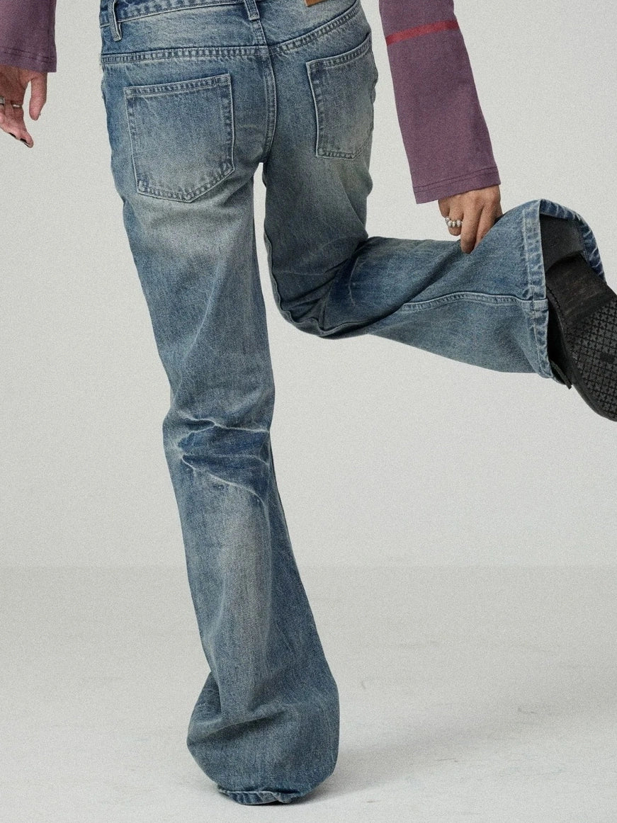 Achihara Washed Blue Low Rise Slim Fit Non Stretch Cotton Denim Letter Print Women Jeans