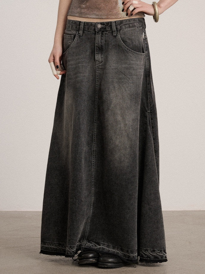 Achihara_Washed_Cotton_Blend_Low_Waist_A_Line_Loose_Fit_Women_Black_Maxi_Skirts_MISSTT
