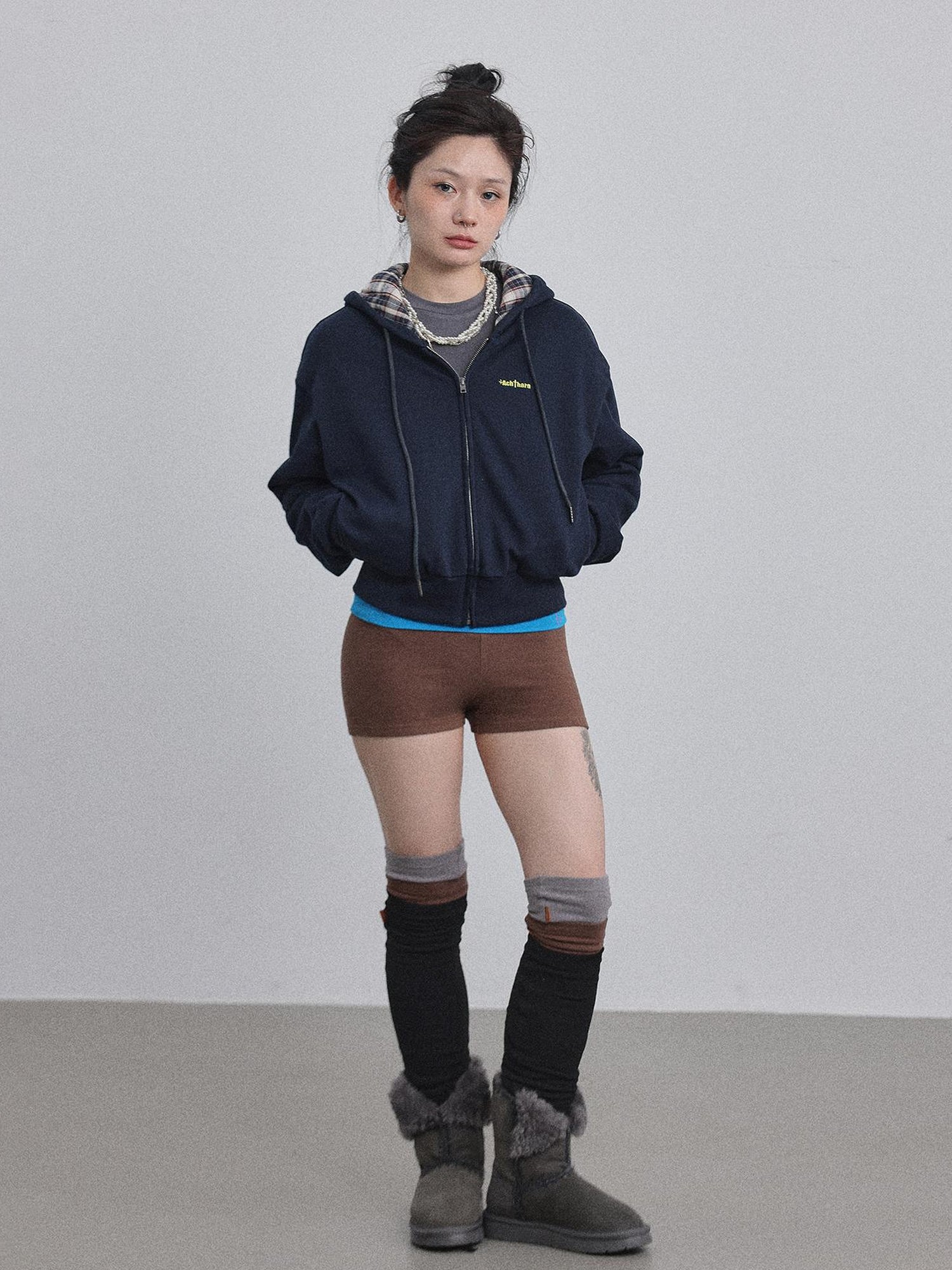 Achihara Winter Alowa Hoodie Sweatshirt V-neck T-shirt Long-Sleeve