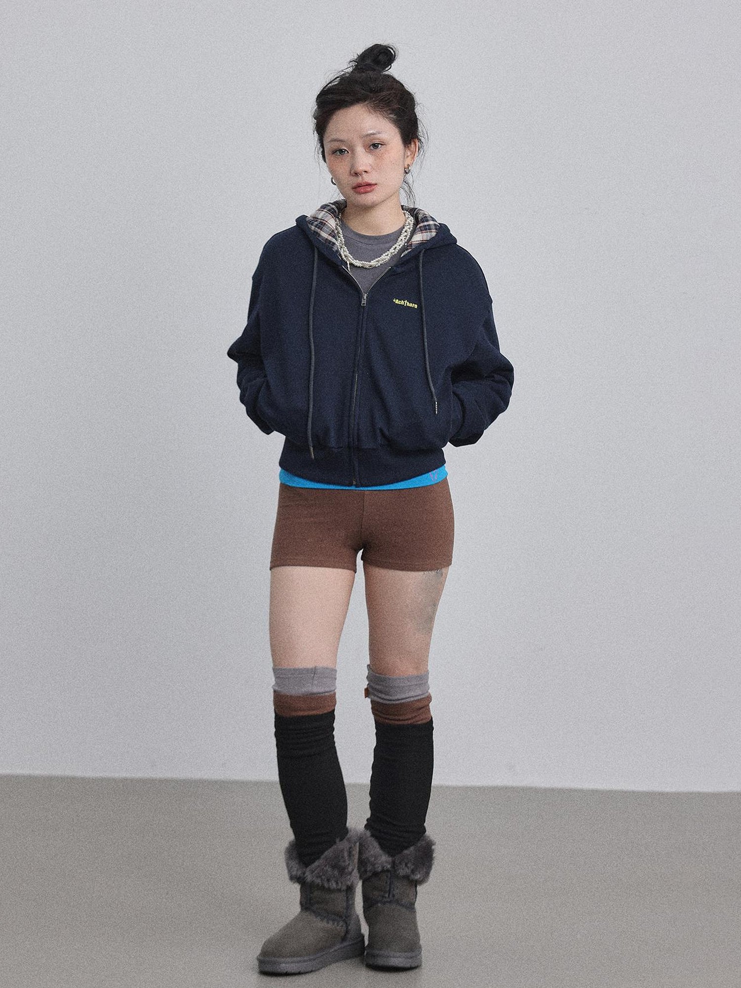 Achihara Winter Alowa Hoodie Sweatshirt V-neck T-shirt Long-Sleeve