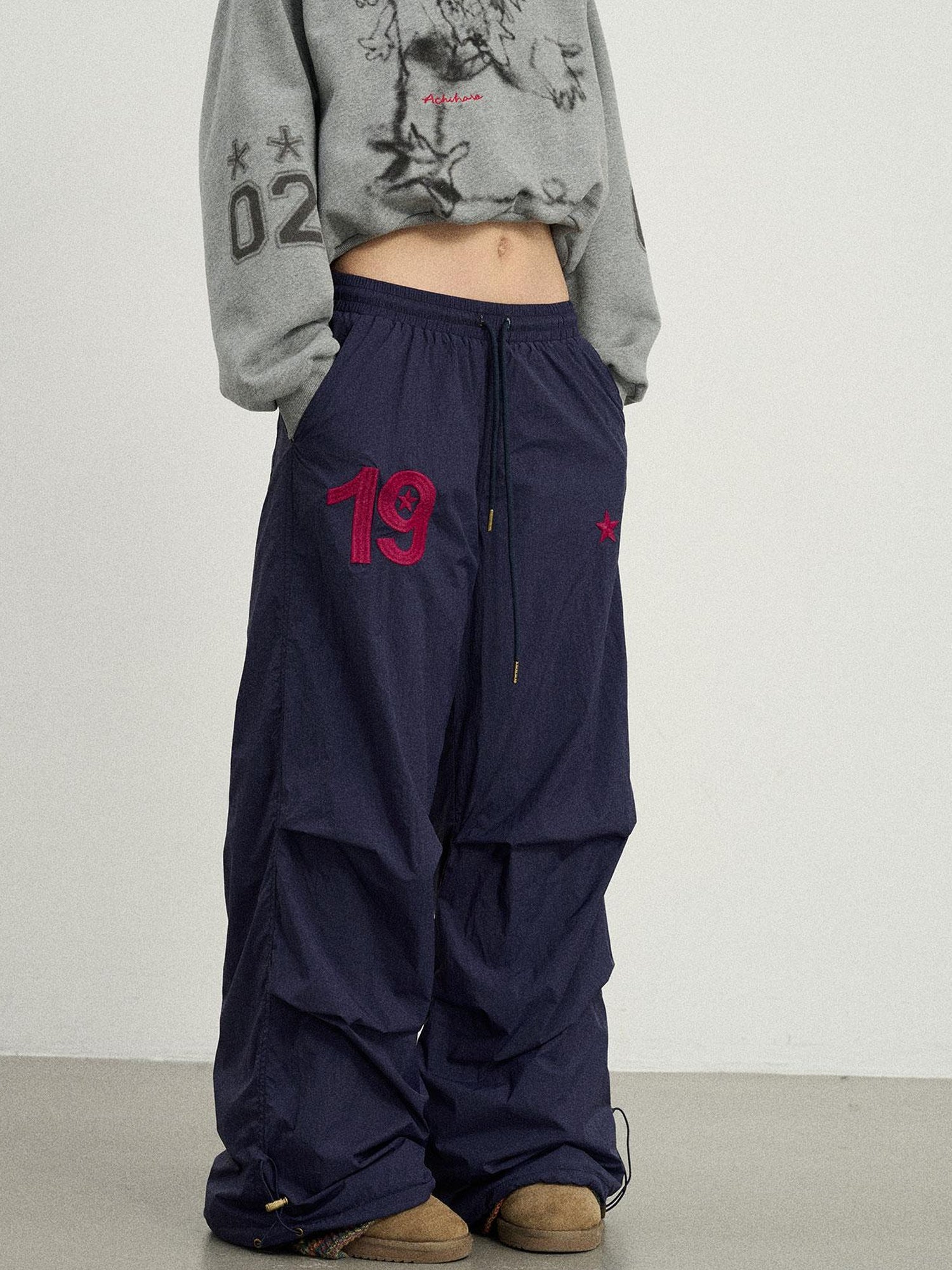 Achihara Winter Fleece Cargo Pants Waterproof Wide Leg