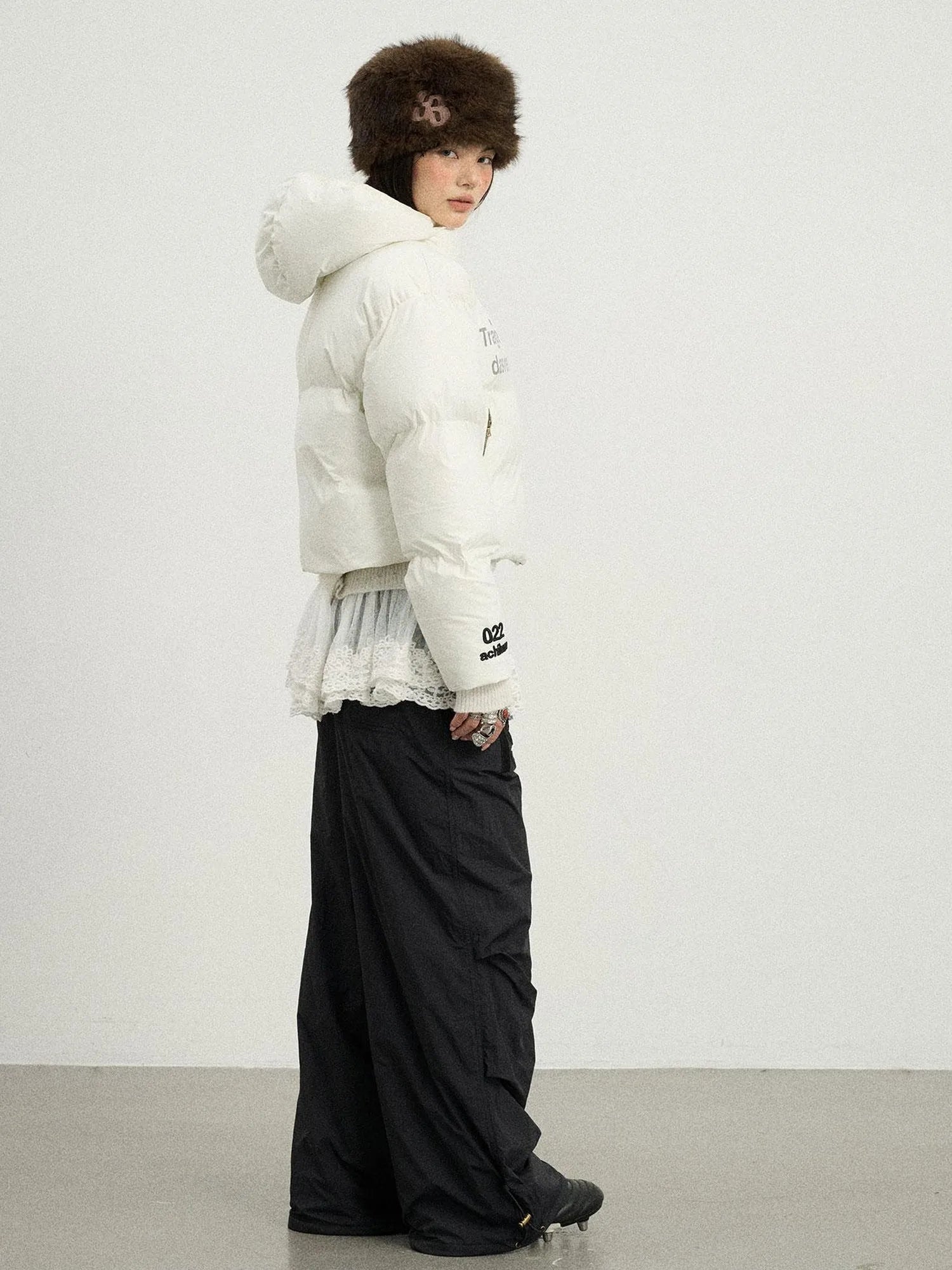 Winter Fleece Cargo Pants Waterproof Wide Leg