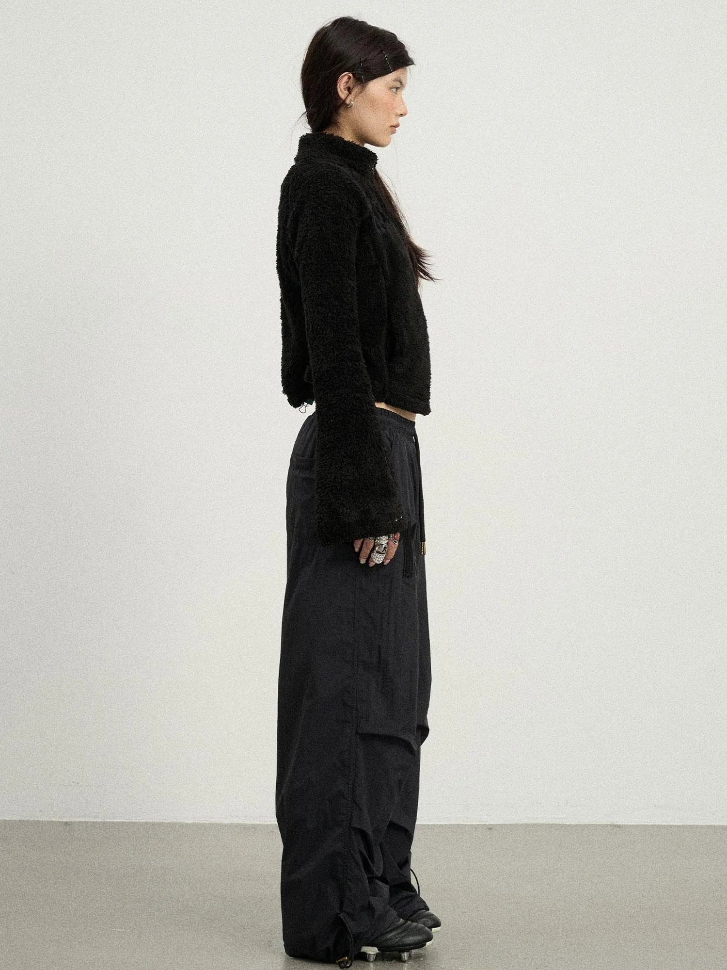 Winter Fleece Cargo Pants Waterproof Wide Leg