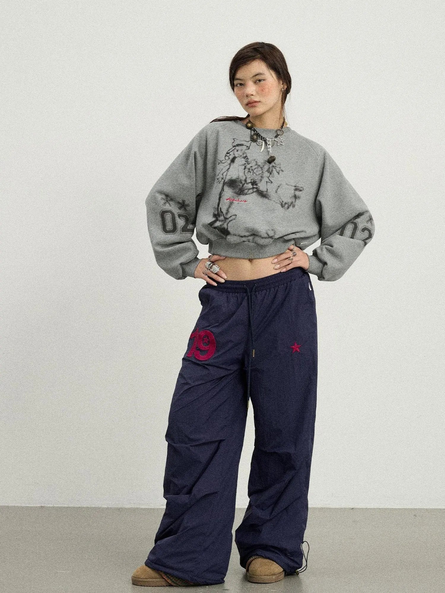 Winter Fleece Cargo Pants Waterproof Wide Leg