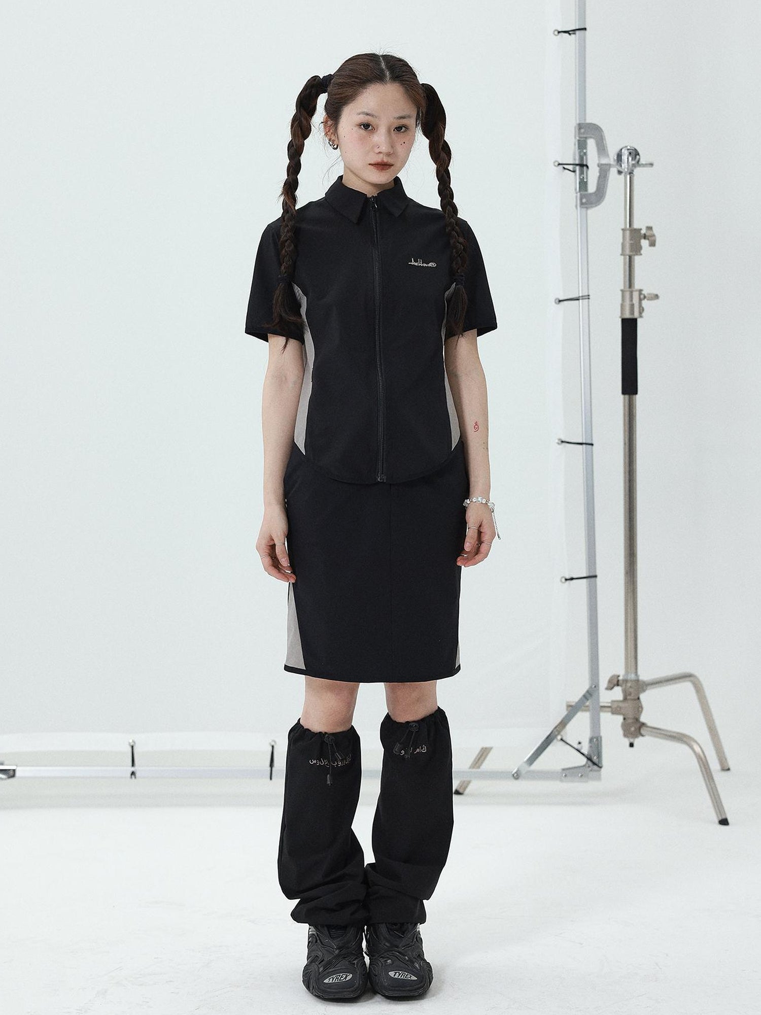 Achihara Women Short Sleeve Shirt And Skirt Set 2025 Summer