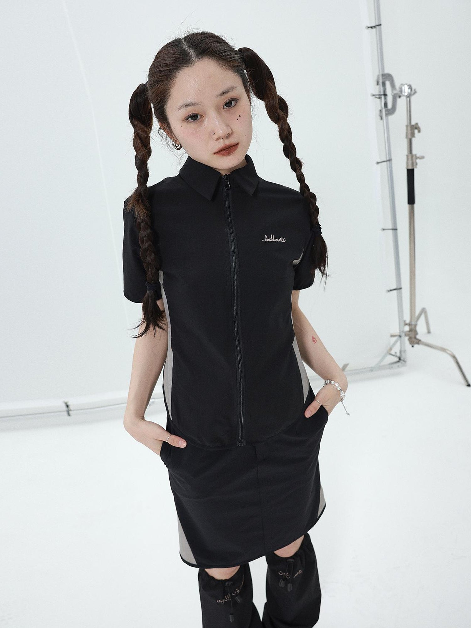 Achihara Women Short Sleeve Shirt And Skirt Set 2025 Summer