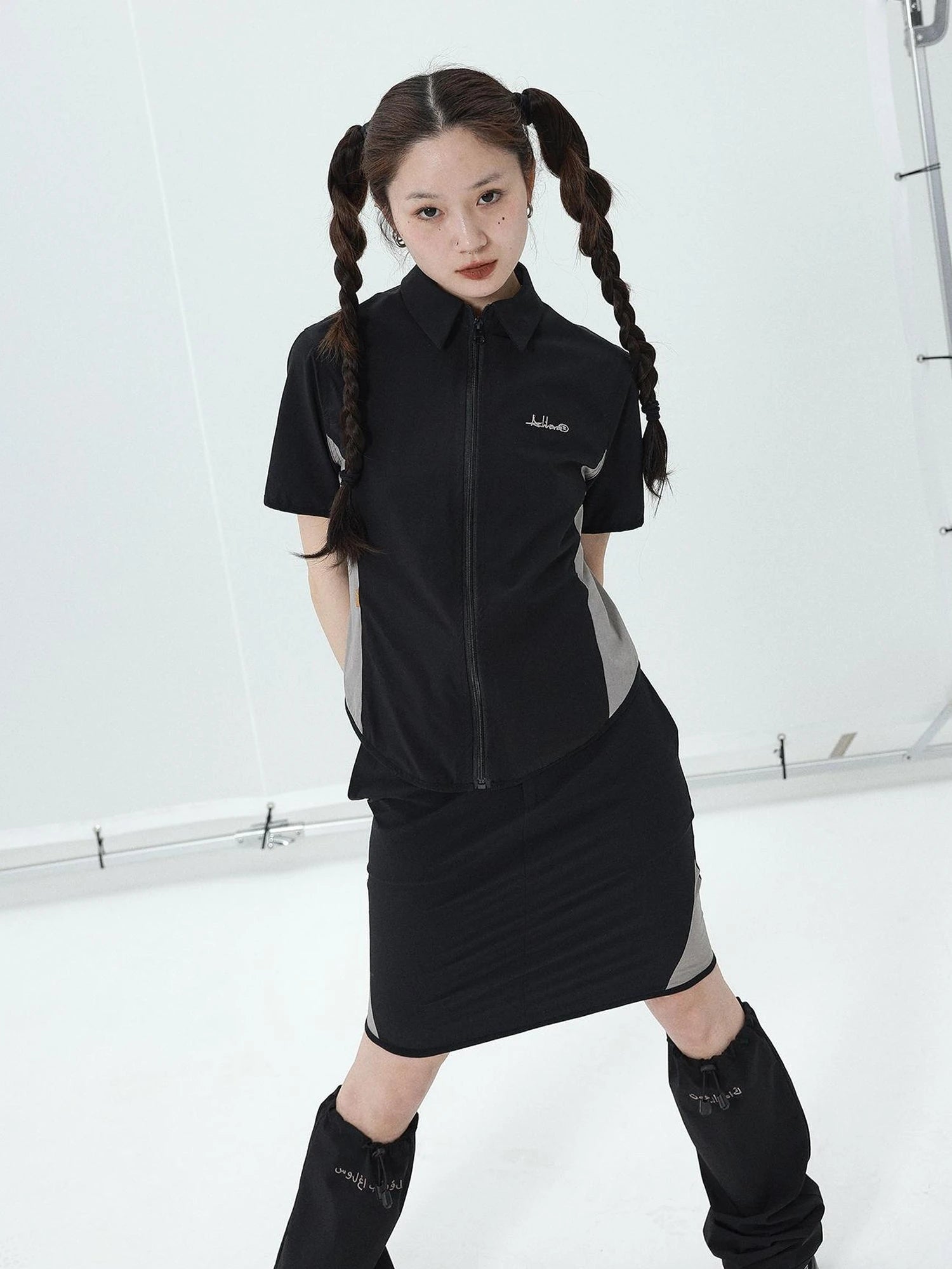 Women Short Sleeve Shirt And Skirt Set 2025 Summer