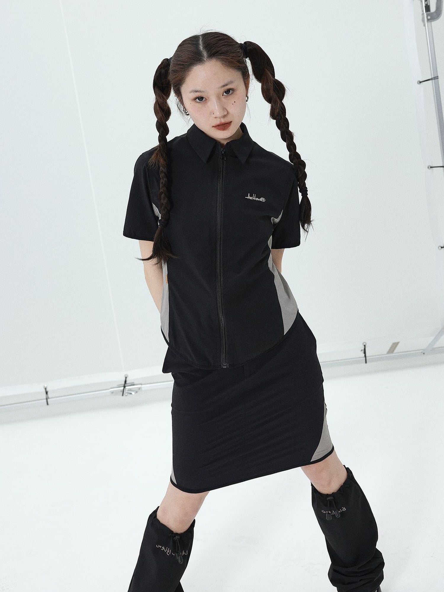 Achihara Women Short Sleeve Shirt And Skirt Set 2025 Summer