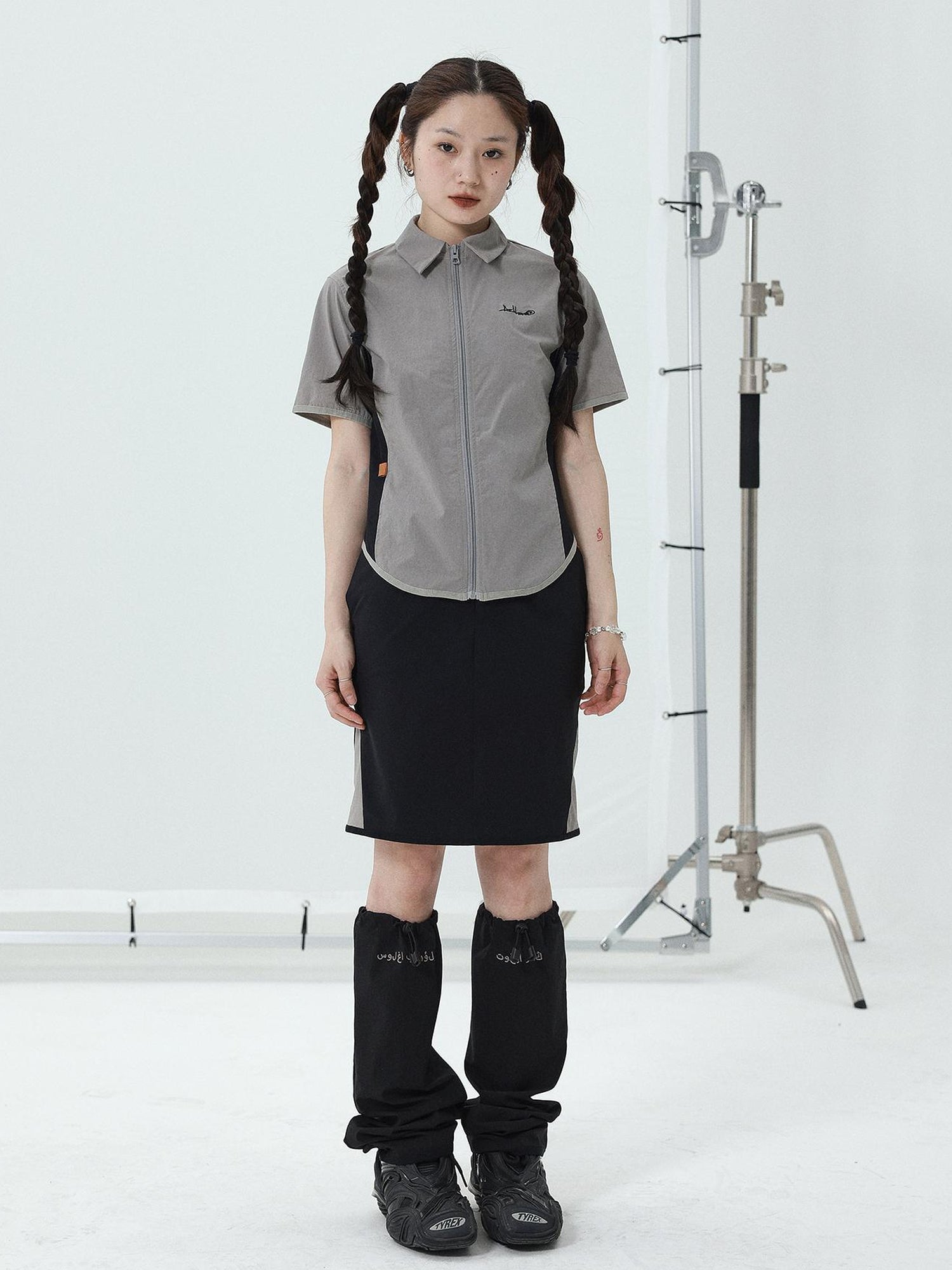 Achihara Women Short Sleeve Shirt And Skirt Set 2025 Summer