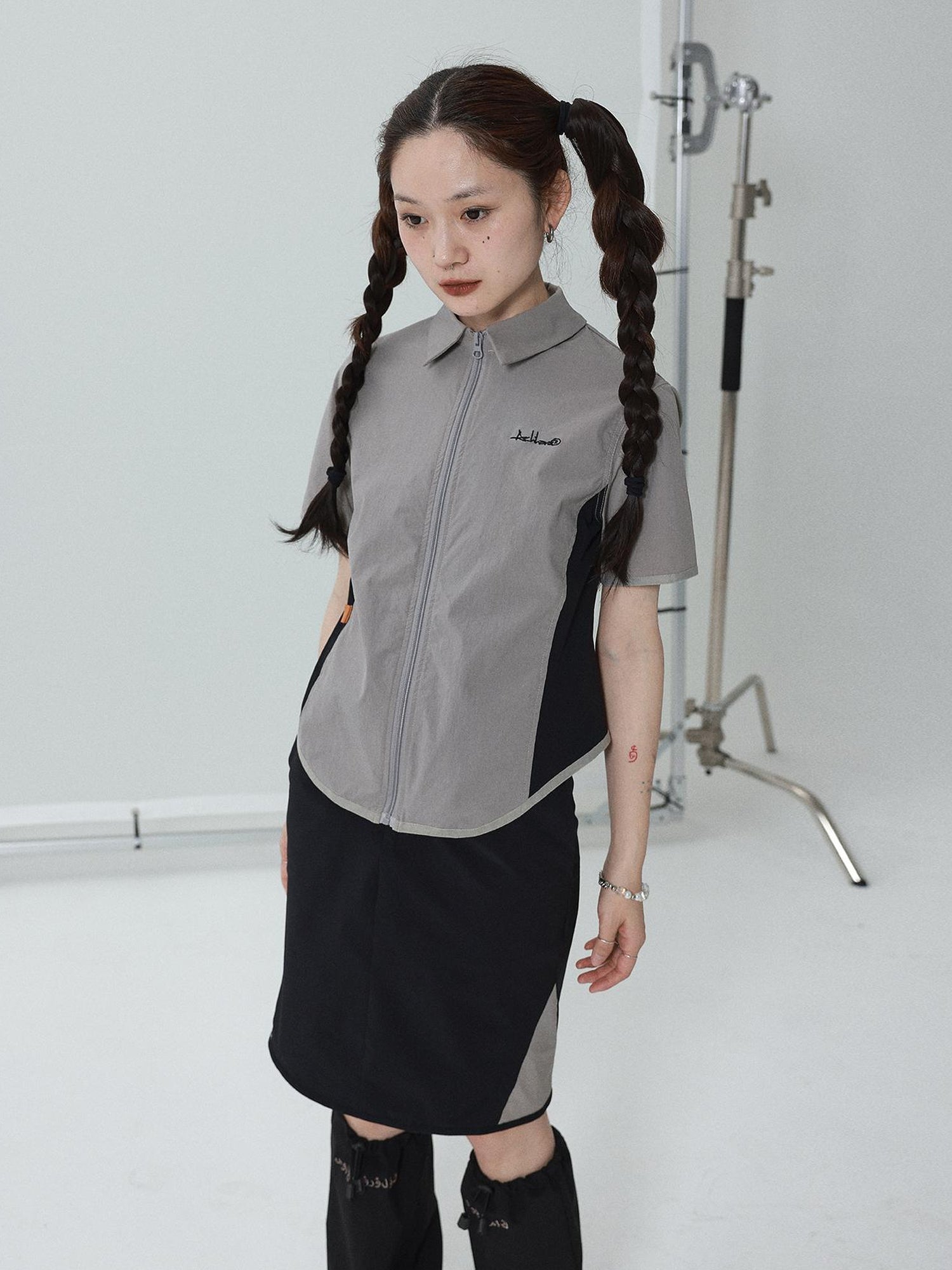 Achihara Women Short Sleeve Shirt And Skirt Set 2025 Summer