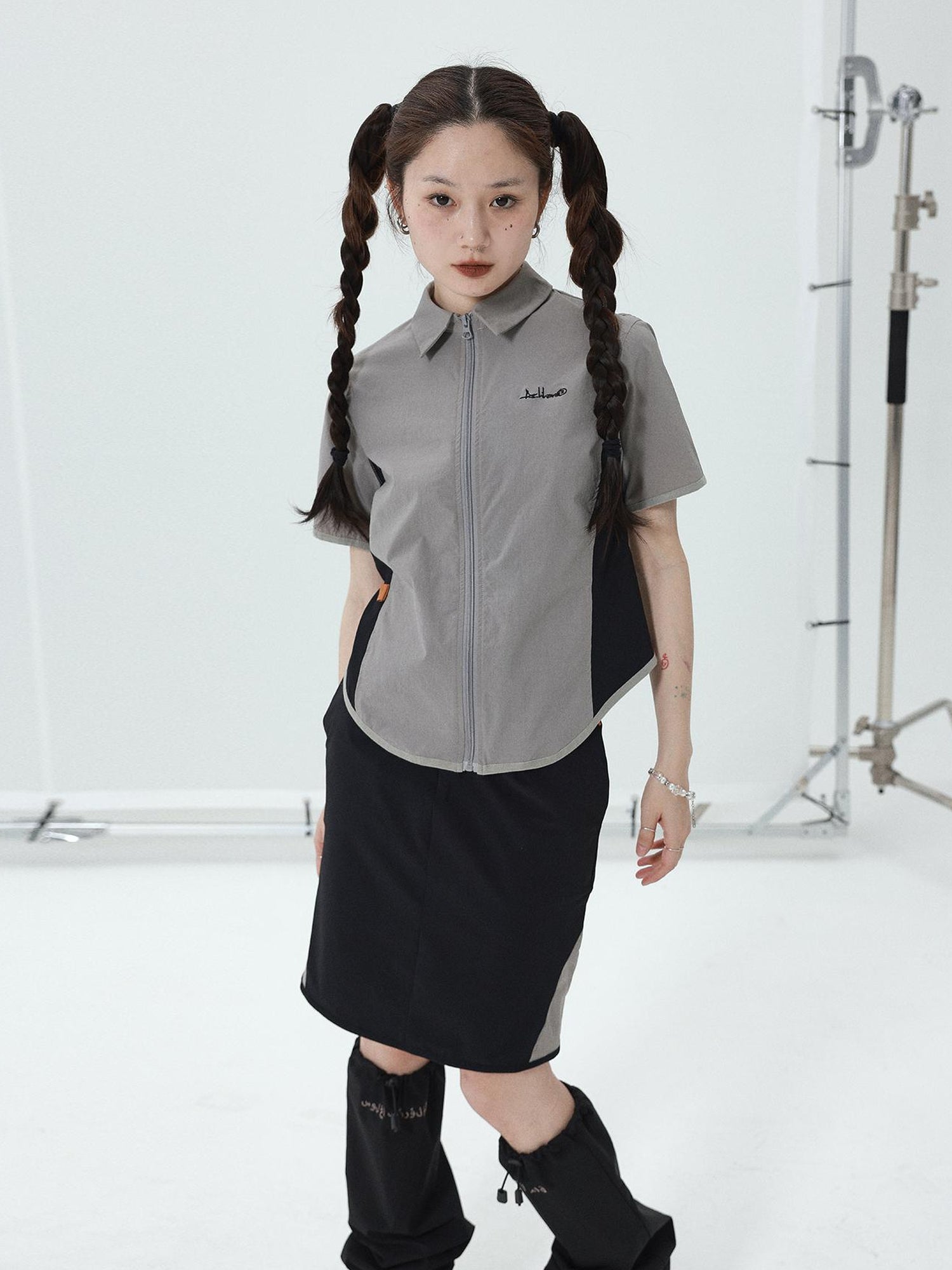 Achihara Women Short Sleeve Shirt And Skirt Set 2025 Summer