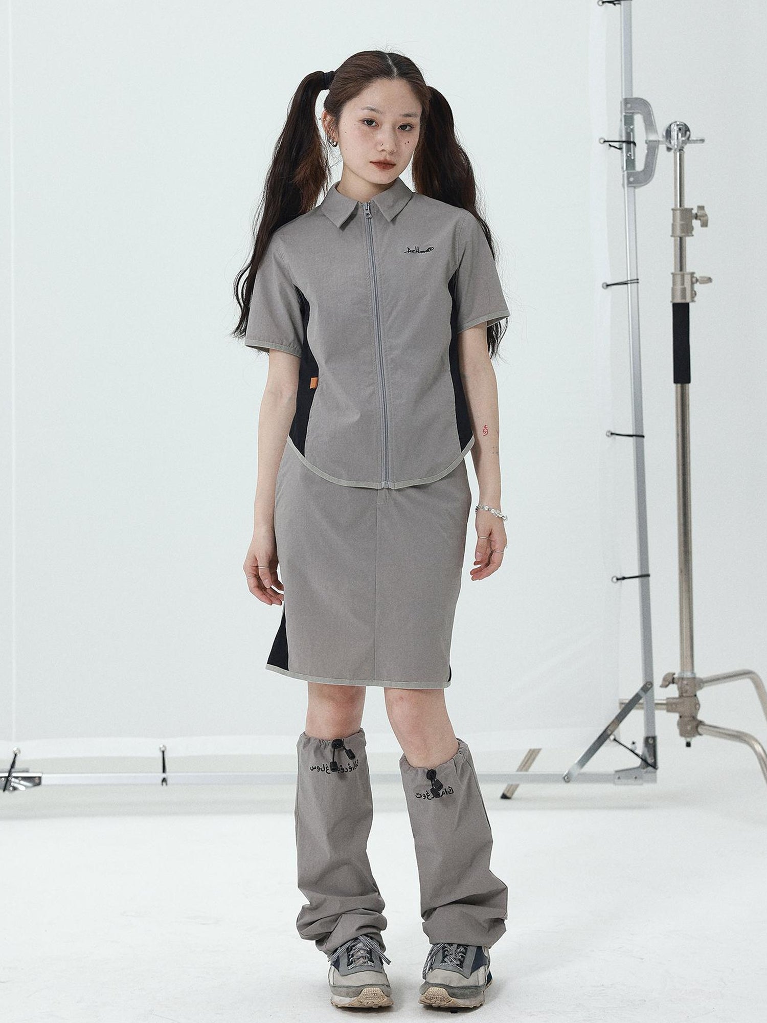 Achihara Women Short Sleeve Shirt And Skirt Set 2025 Summer