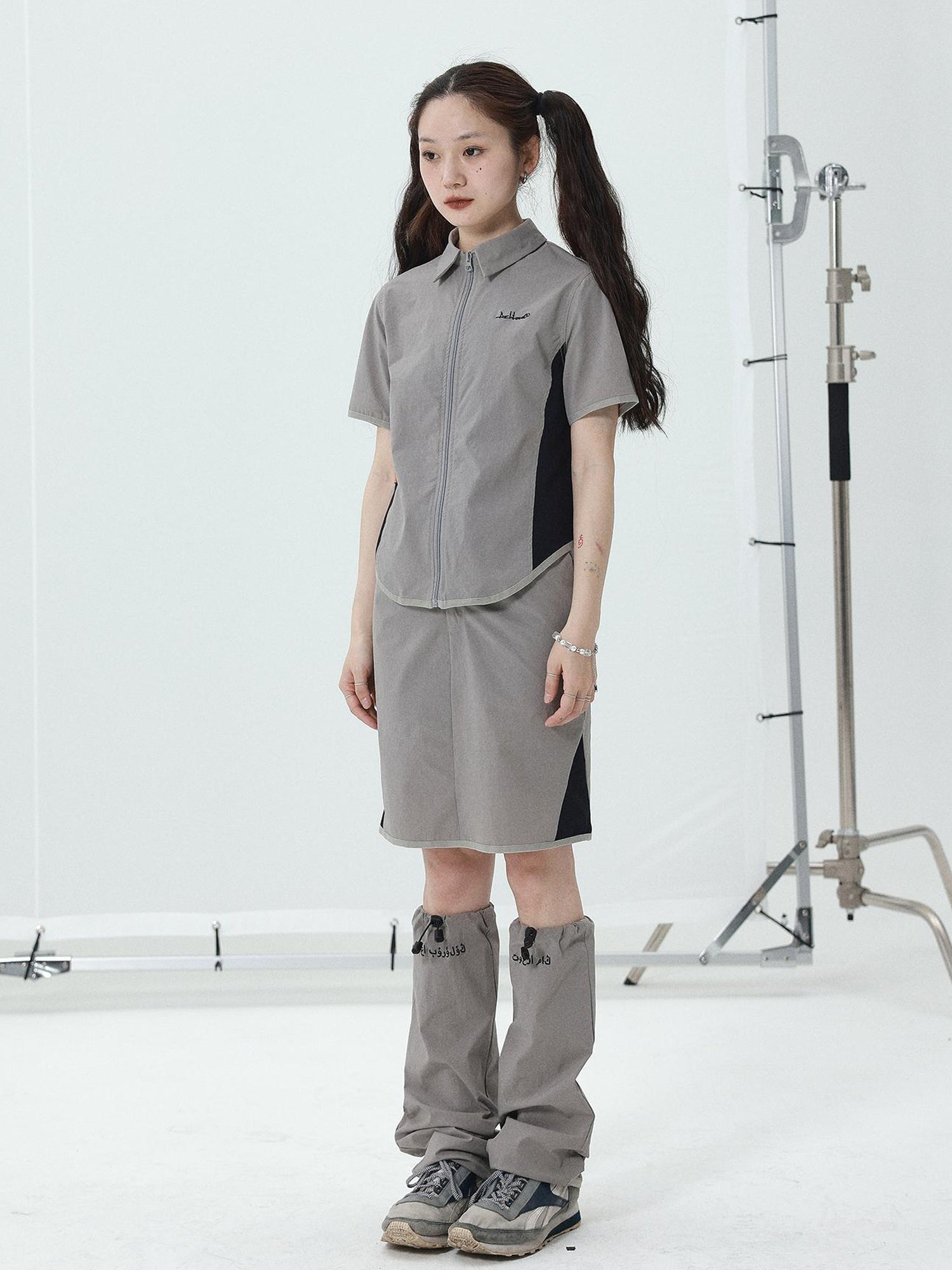 Achihara Women Short Sleeve Shirt And Skirt Set 2025 Summer