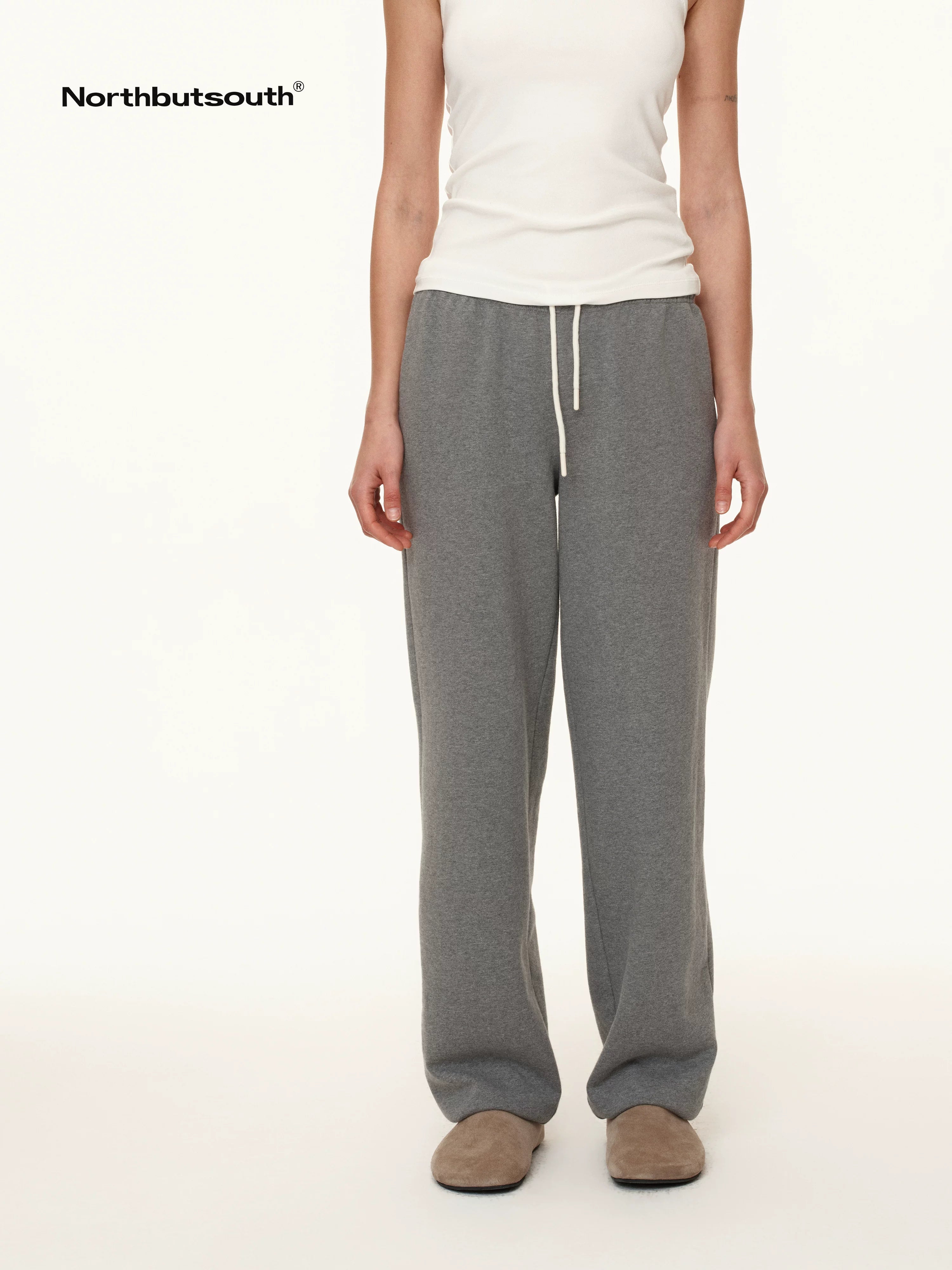 Adjustable Cuff Jogger Pants Soft Cotton Casual Sweatpants In Grey Beige