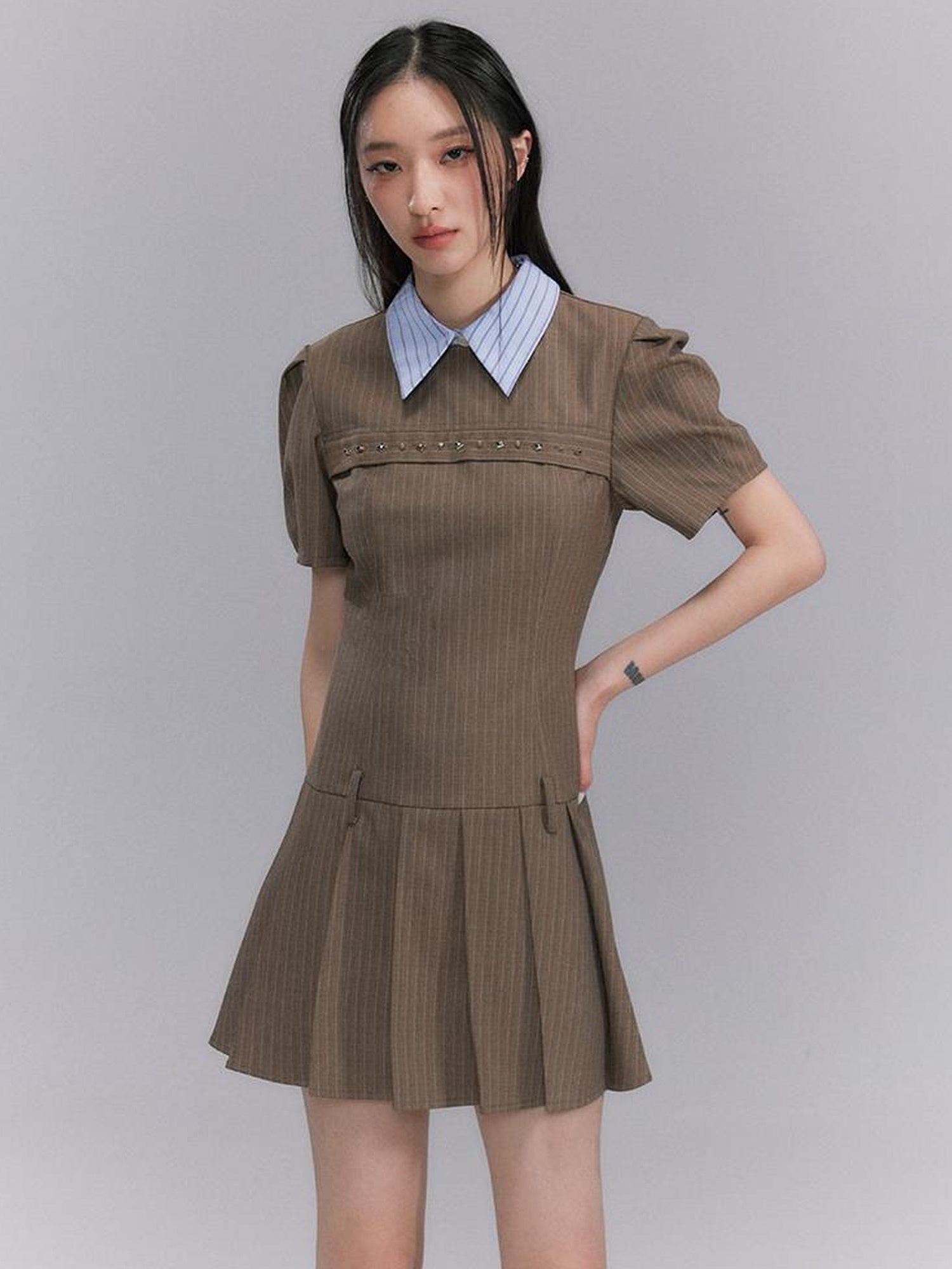 DIDDI MODA American Prep Colorblock Sleeveless A Line Dress