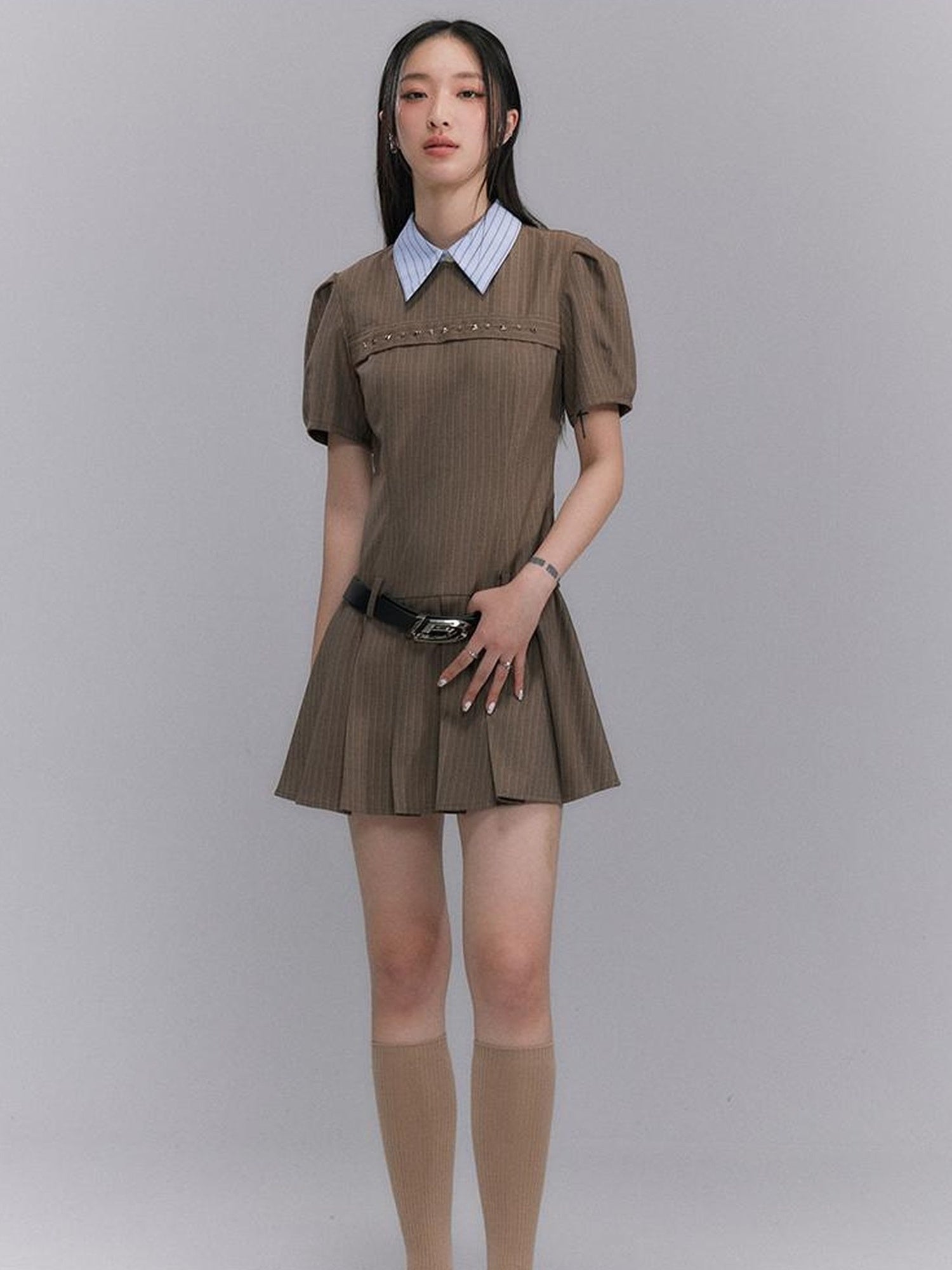 DIDDI MODA American Prep Colorblock Sleeveless A Line Dress