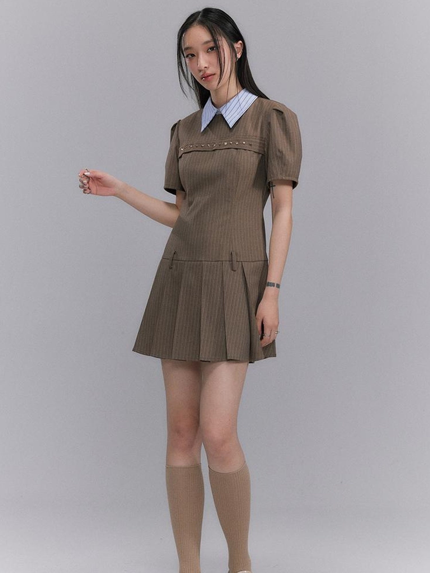 DIDDI MODA American Prep Colorblock Sleeveless A Line Dress