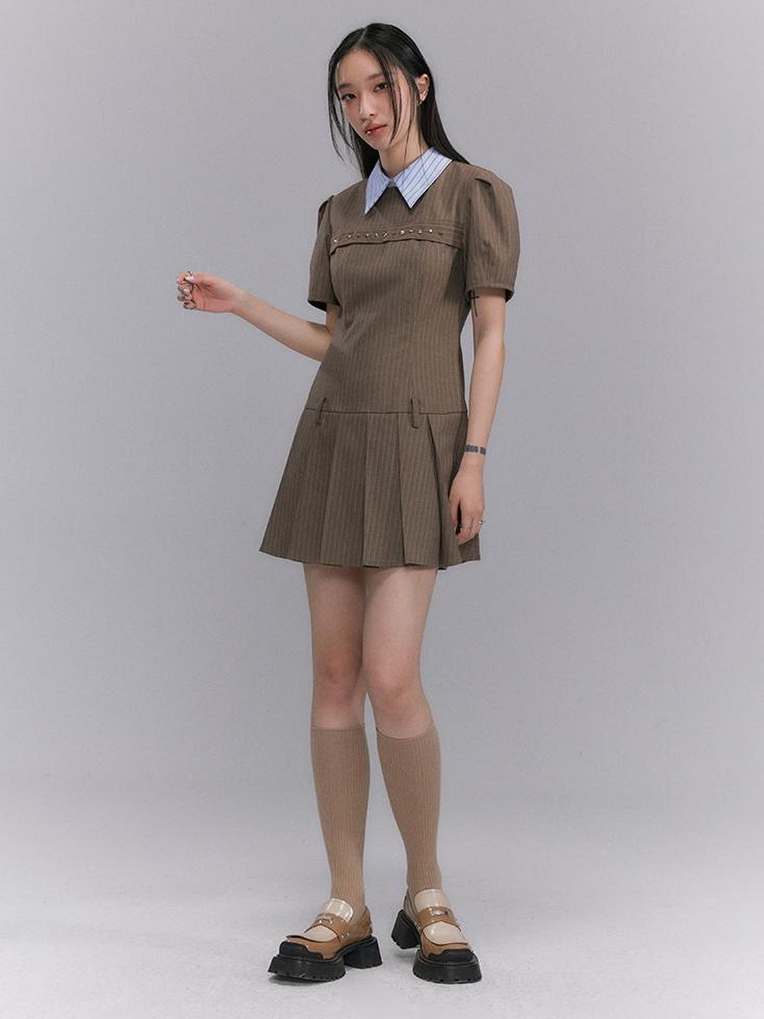 DIDDI MODA American Prep Colorblock Sleeveless A Line Dress