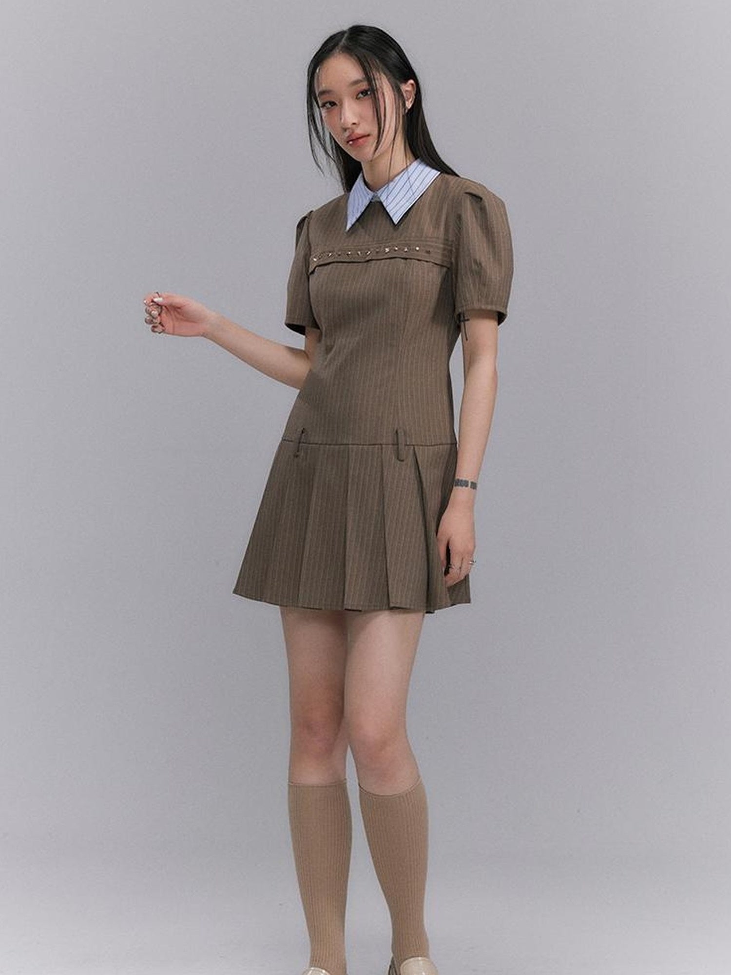 DIDDI MODA American Prep Colorblock Sleeveless A Line Dress