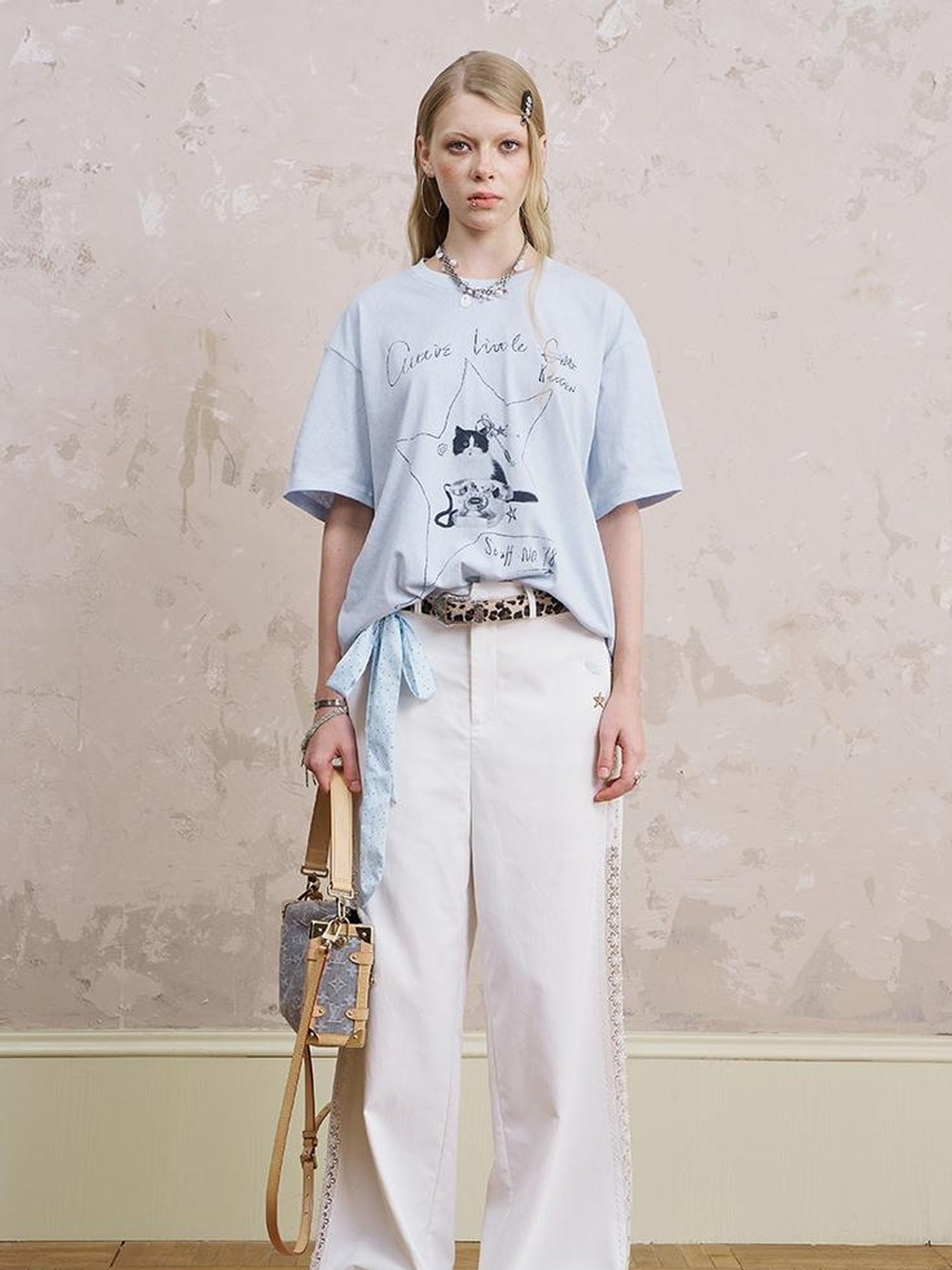 DIDDI MODA Amor Fati Cotton Blend Tee Straight Jeans Set