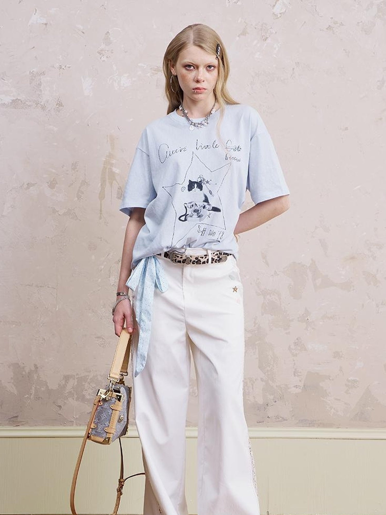 DIDDI MODA Amor Fati Cotton Blend Tee Straight Jeans Set