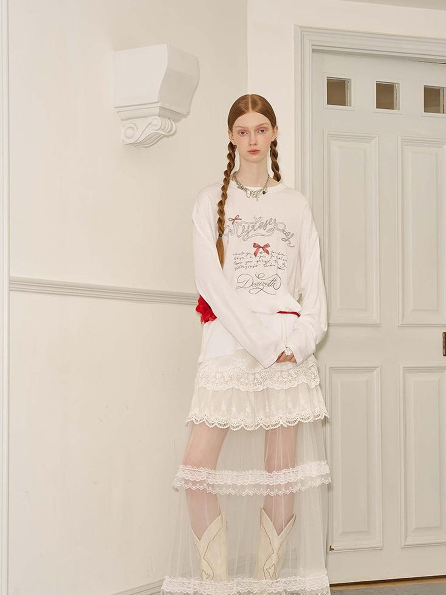 DIDDI MODA Amor Fati Cotton Blend Tee Straight Jeans Set