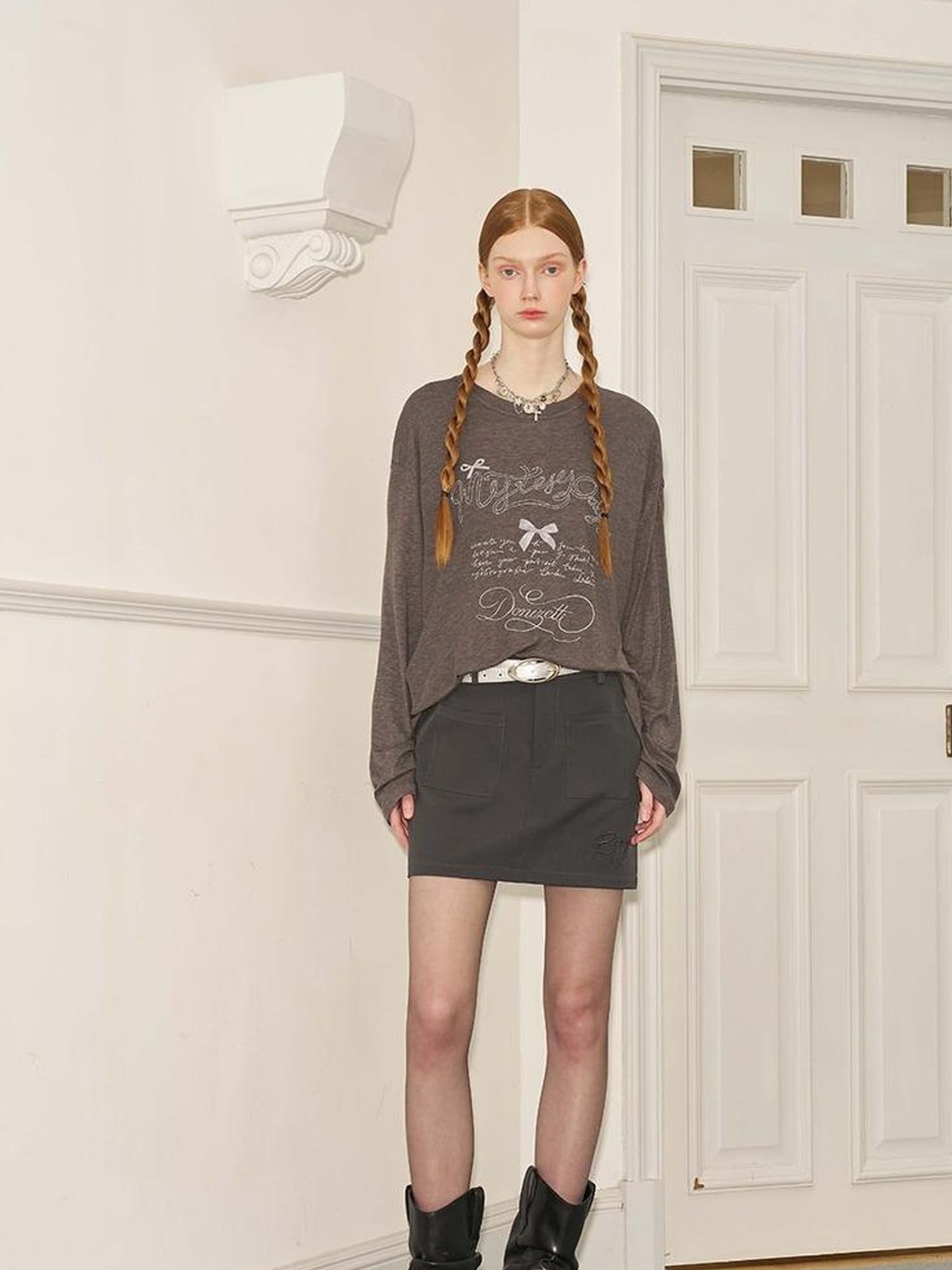 DIDDI MODA Amor Fati Cotton Blend Tee Straight Jeans Set