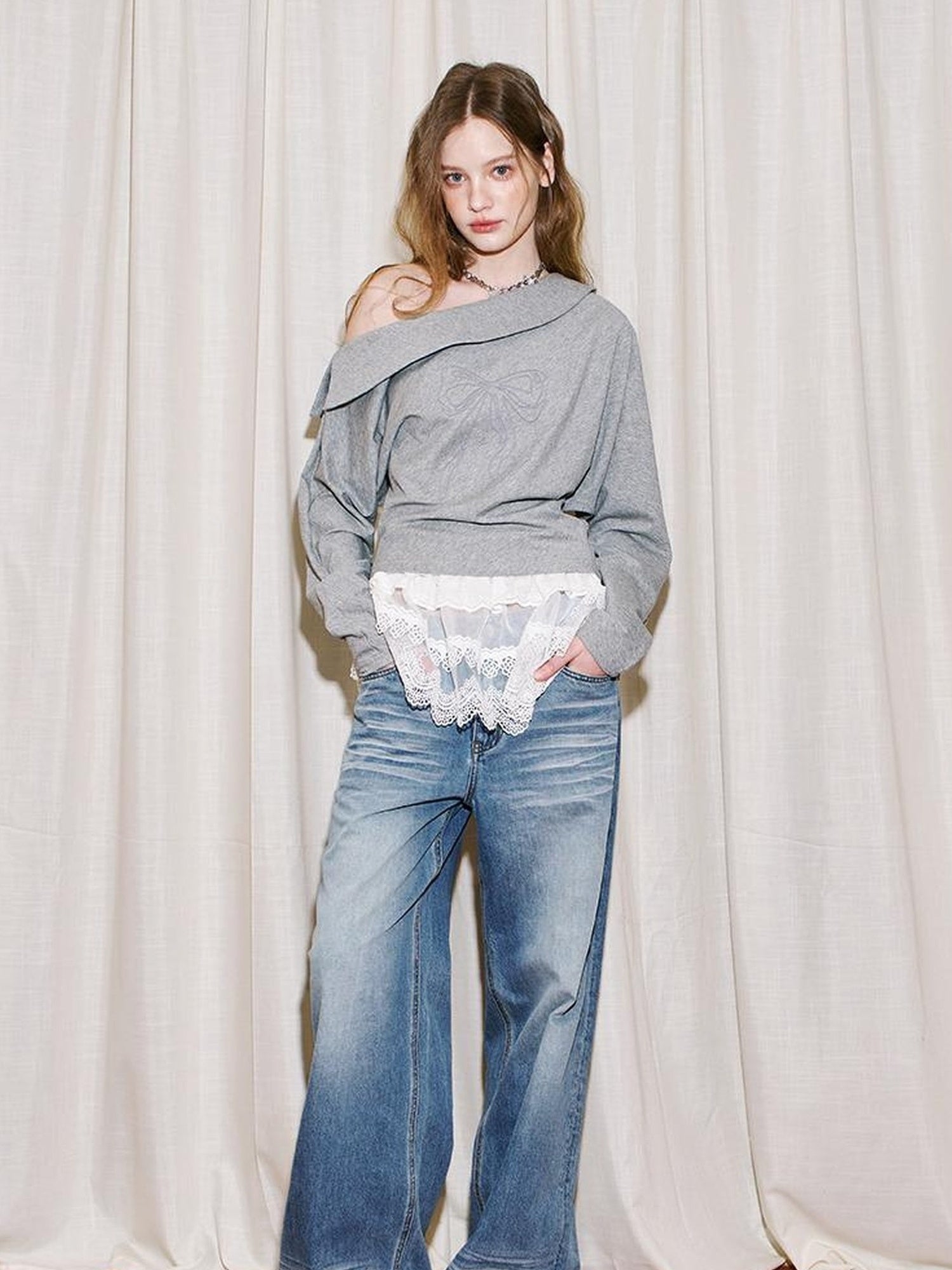 DIDDI MODA Amor Fati Cotton Blend Tee Straight Jeans Set