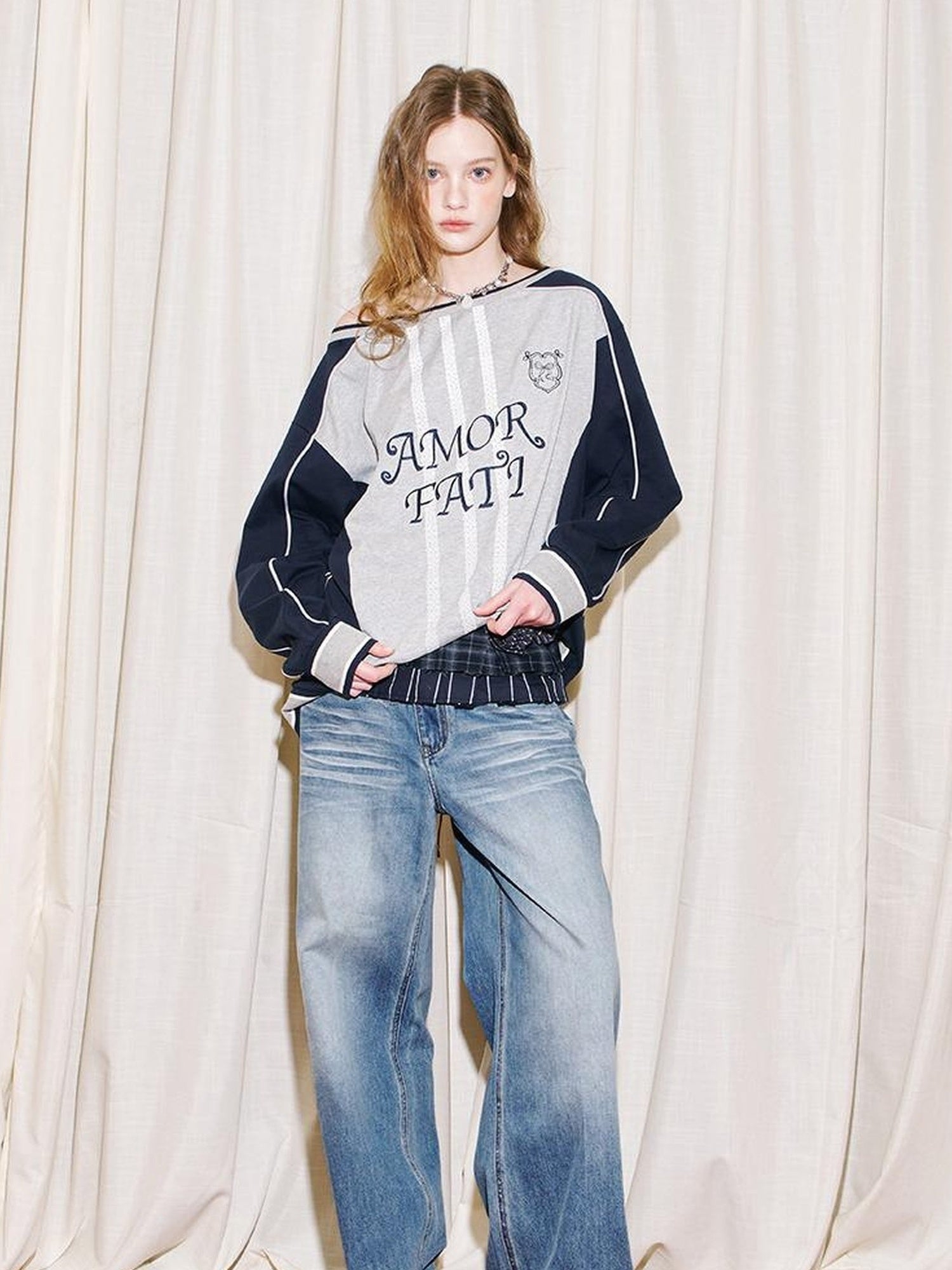 DIDDI MODA Amor Fati Cotton Blend Tee Straight Jeans Set