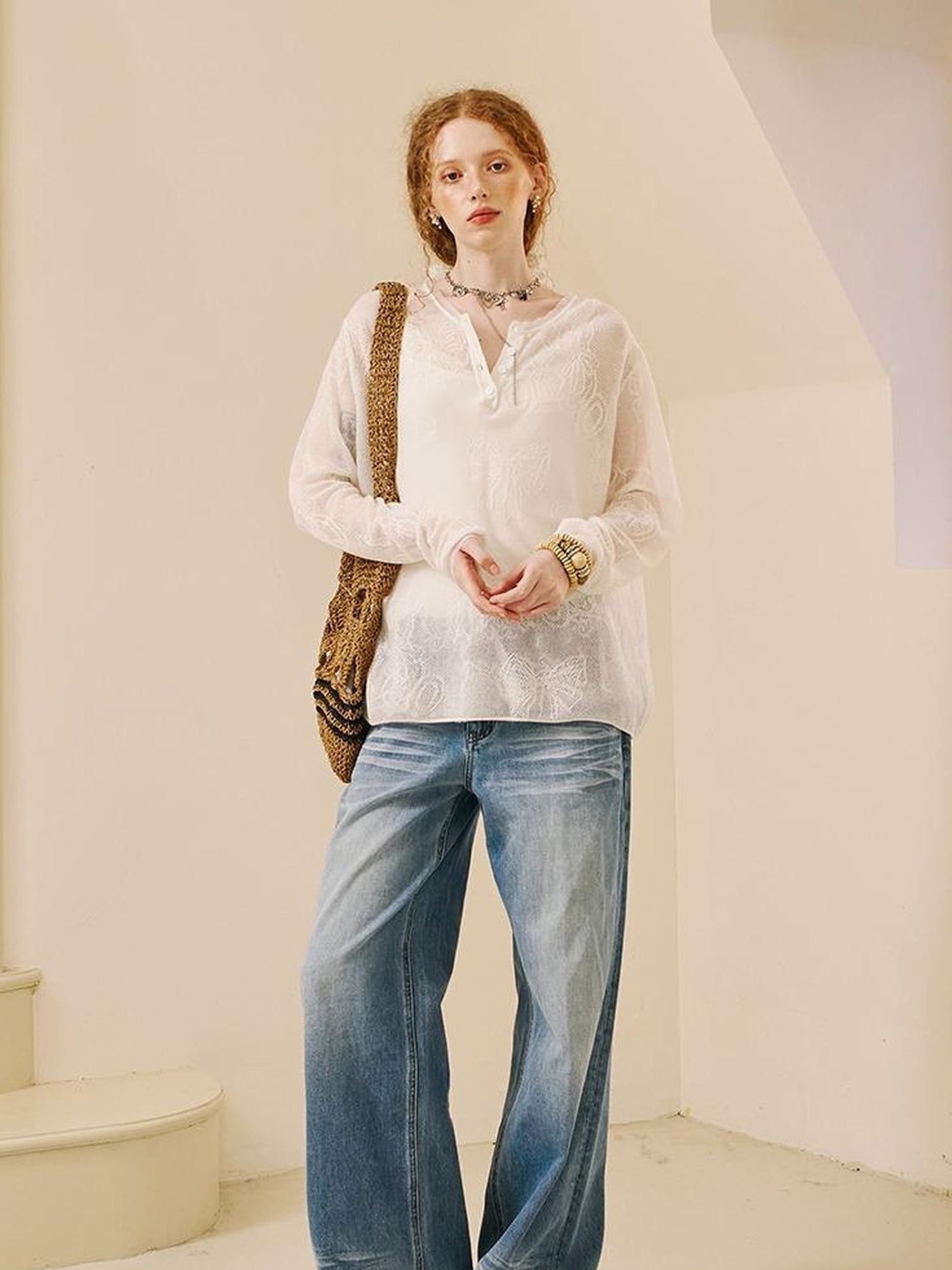 DIDDI MODA Amor Fati Cotton Blend Tee Straight Jeans Set