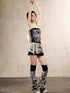 Ancient Bronze Print Tube Top Punk Shibuya Woman