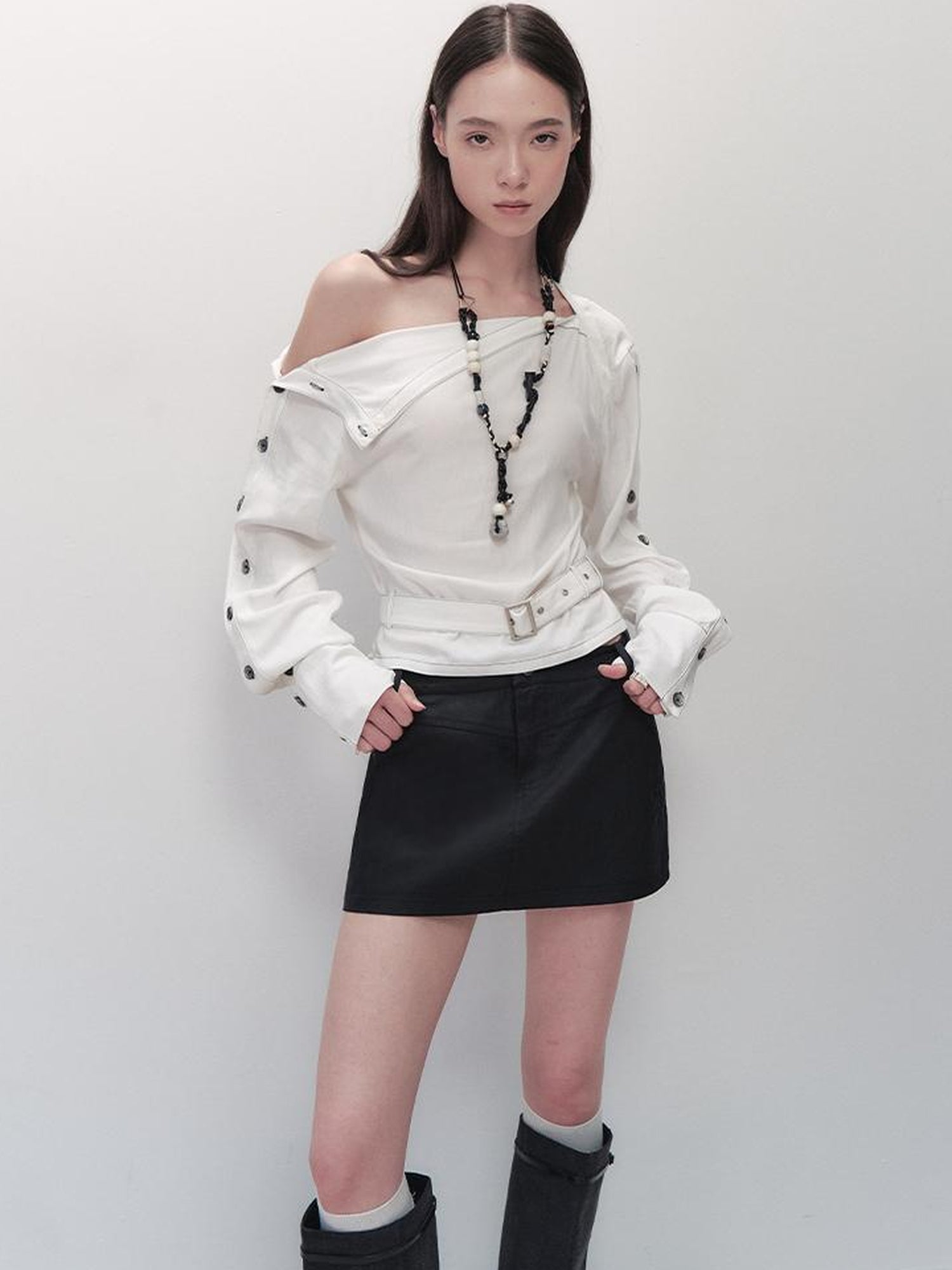 AnnoMundi Adjustable Belted Shirt With Convertible Cuffs