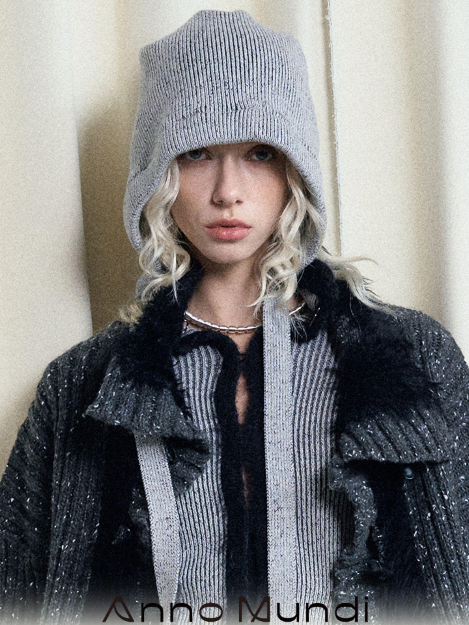 AnnoMundi Adjustable Drawstring Knit Beanie Winter Warm Ear Protection Loose Fit Large Head