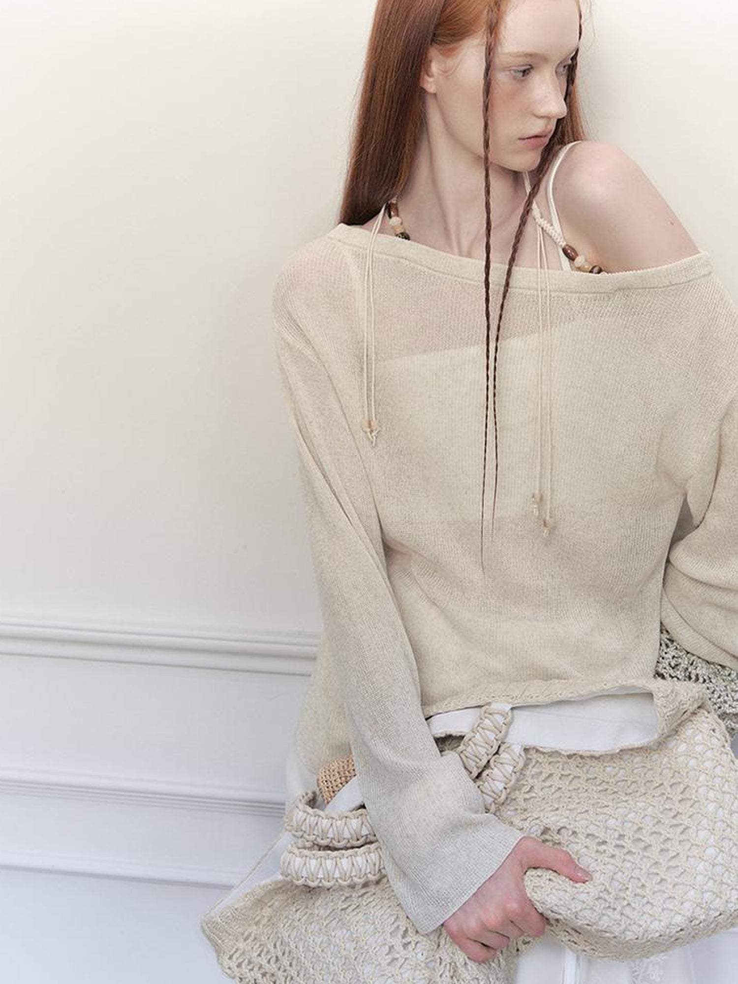AnnoMundi Adjustable Knit Shoulder Baring Summer Cover Up