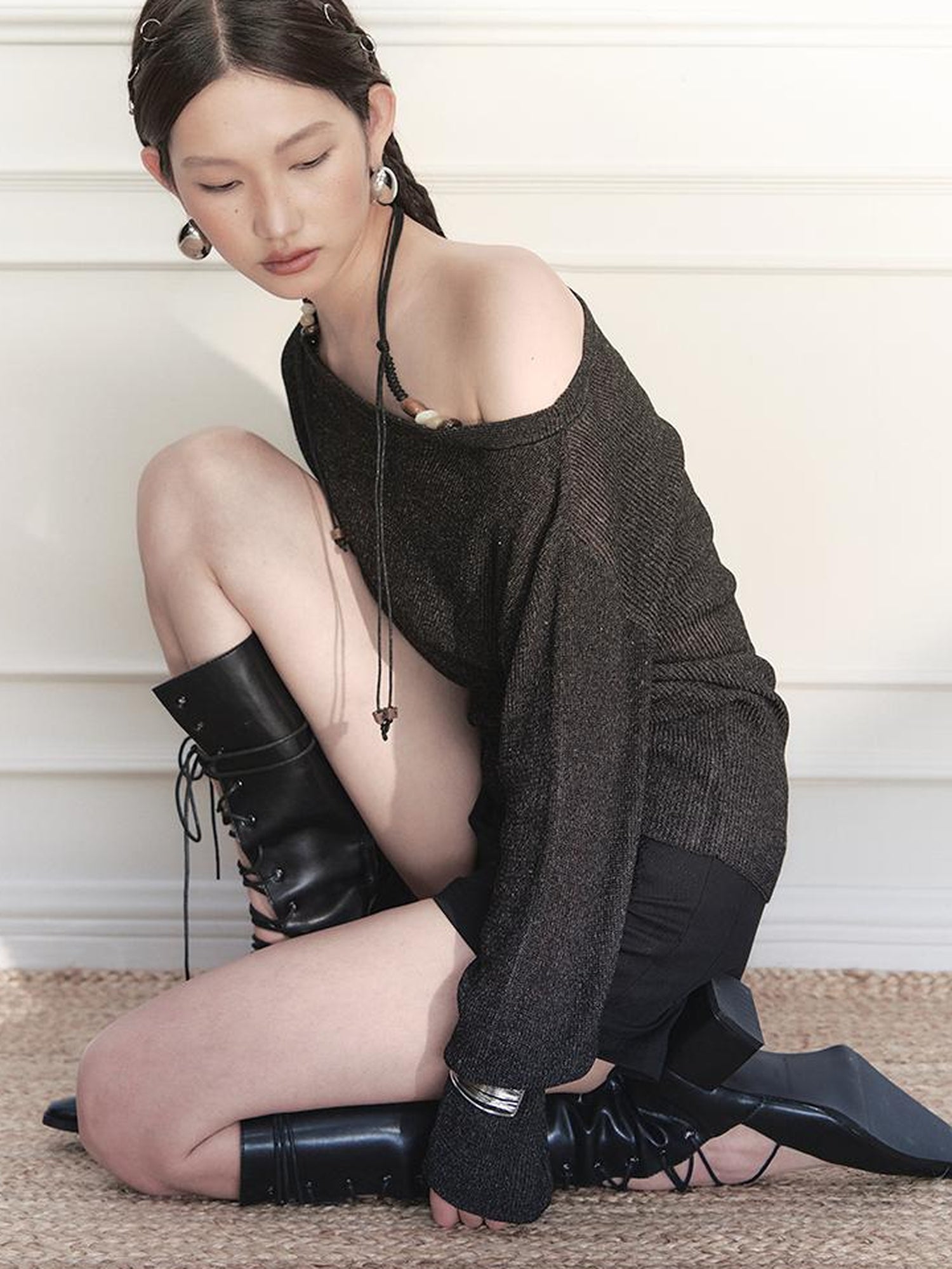 AnnoMundi Adjustable Knit Shoulder Baring Summer Cover Up