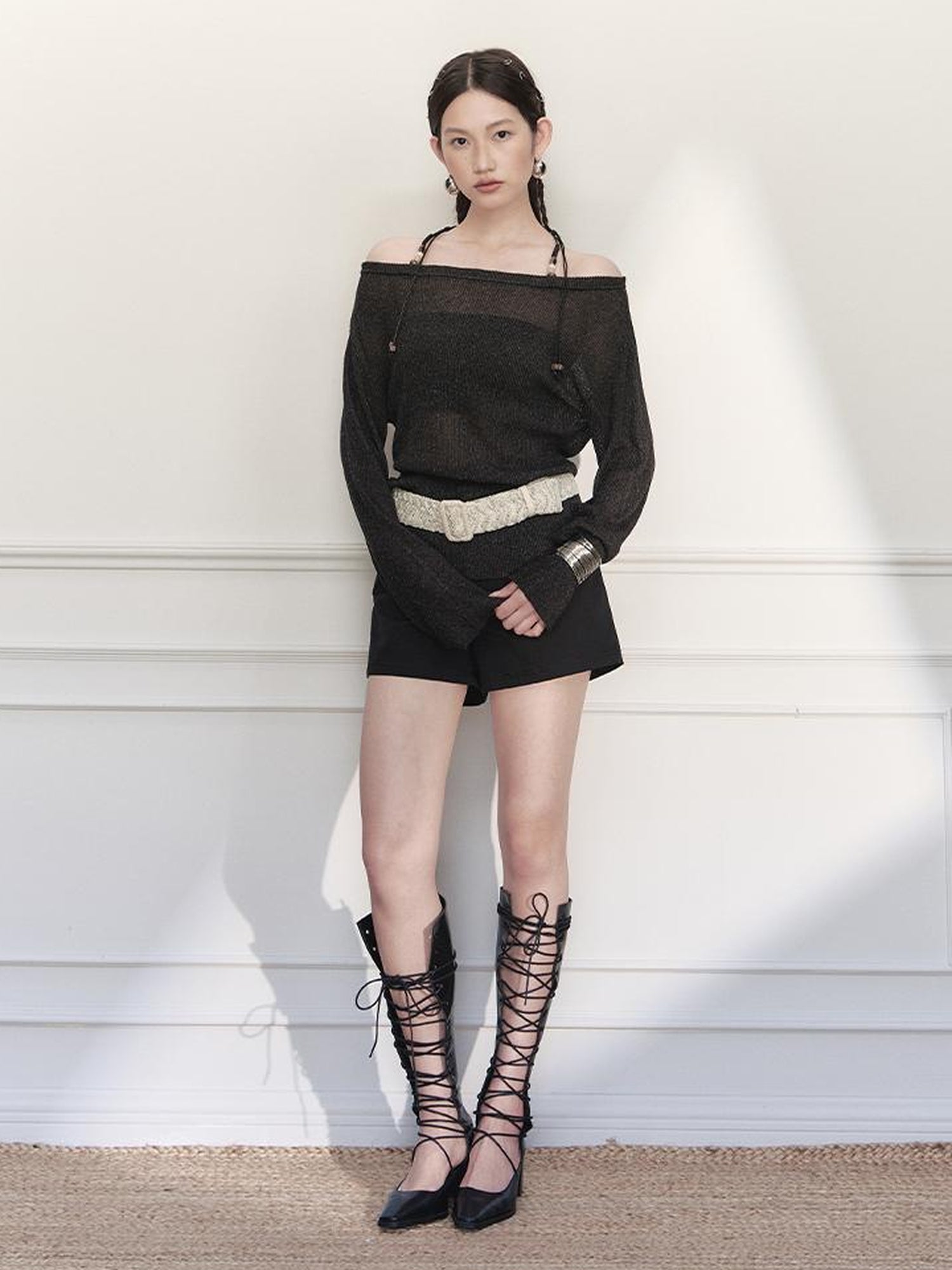 AnnoMundi Adjustable Knit Shoulder Baring Summer Cover Up