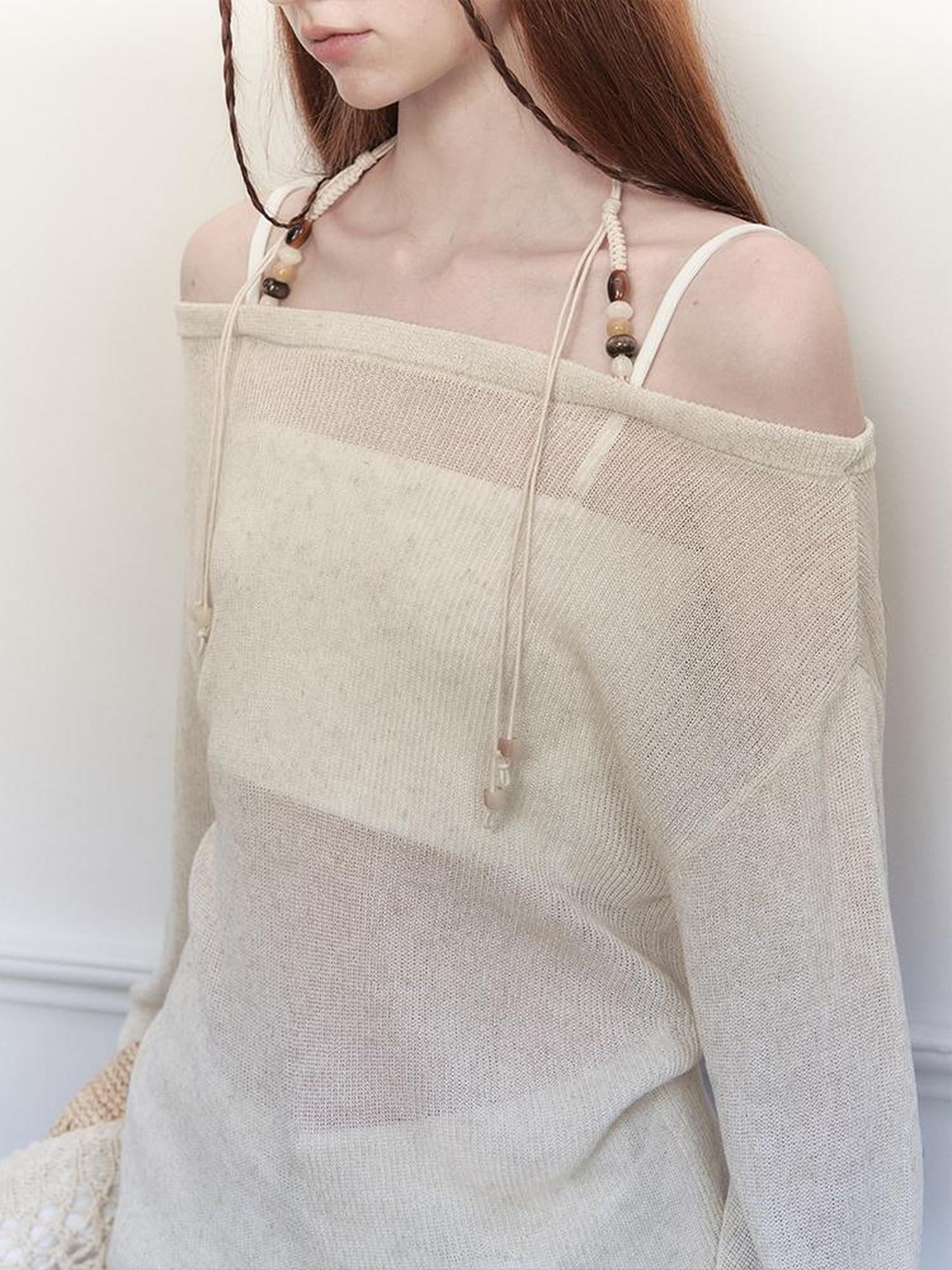 AnnoMundi Adjustable Knit Shoulder Baring Summer Cover Up