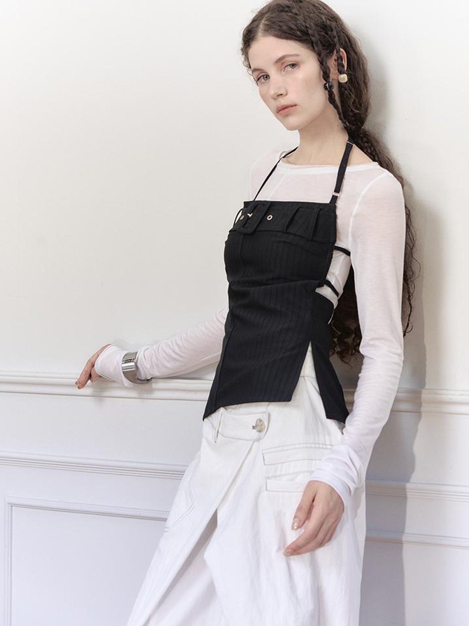AnnoMundi Adjustable Strap Backless Cami Top With Ribbon Detail