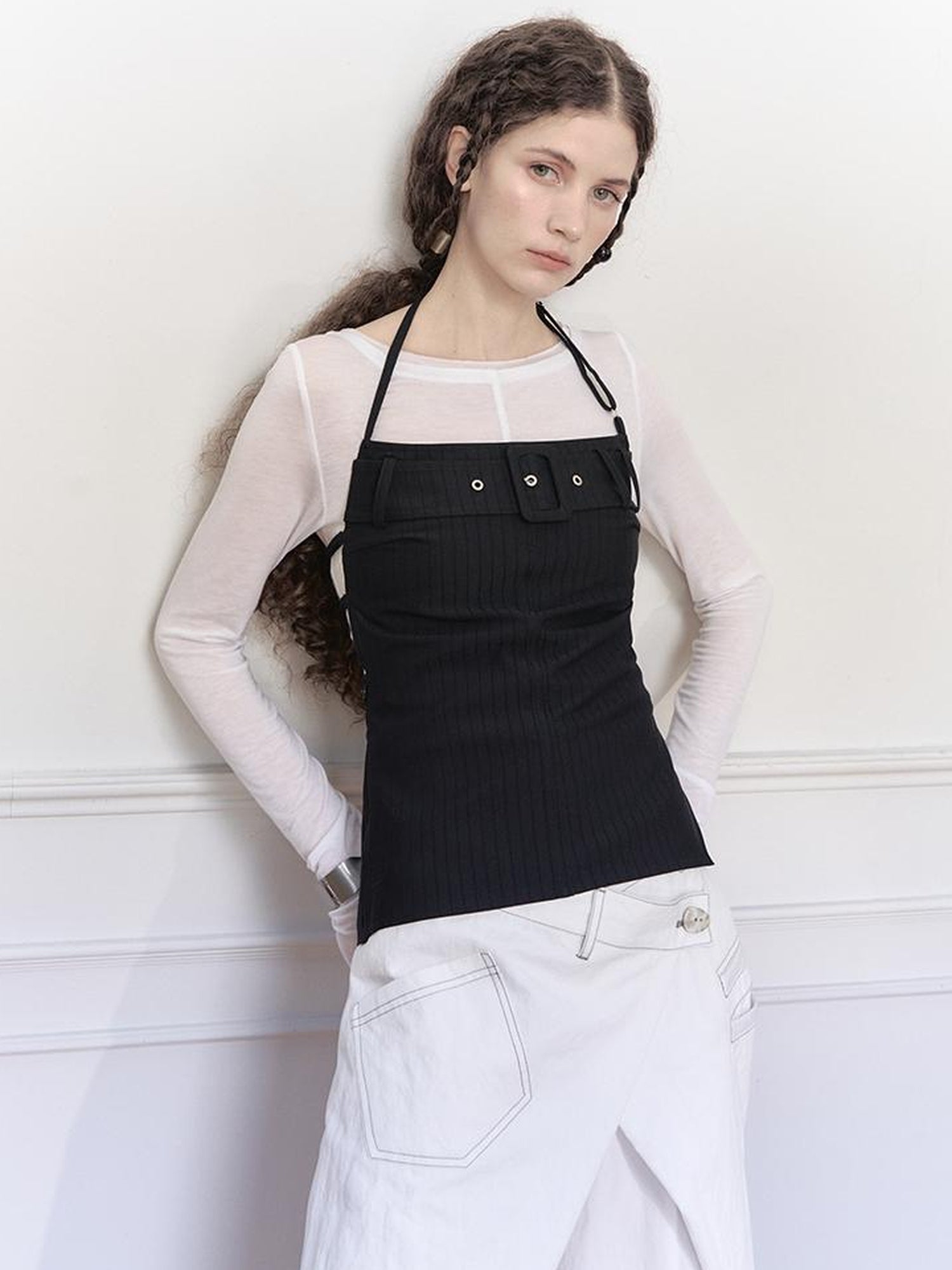 AnnoMundi Adjustable Strap Backless Cami Top With Ribbon Detail