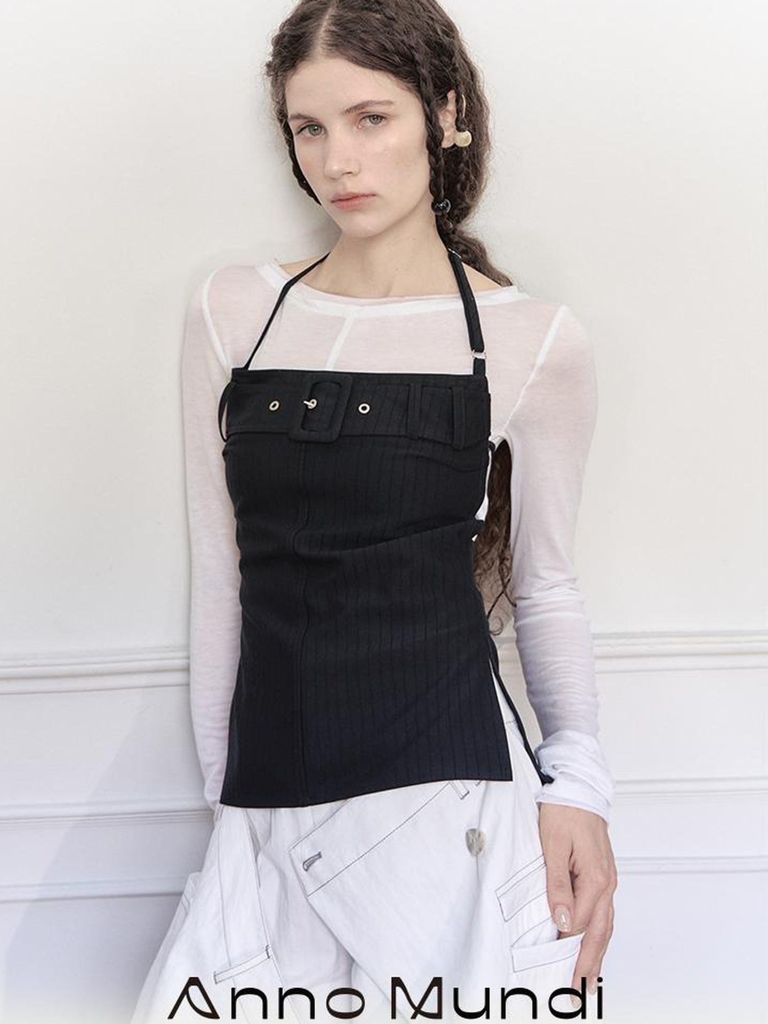 AnnoMundi Adjustable Strap Backless Cami Top With Ribbon Detail