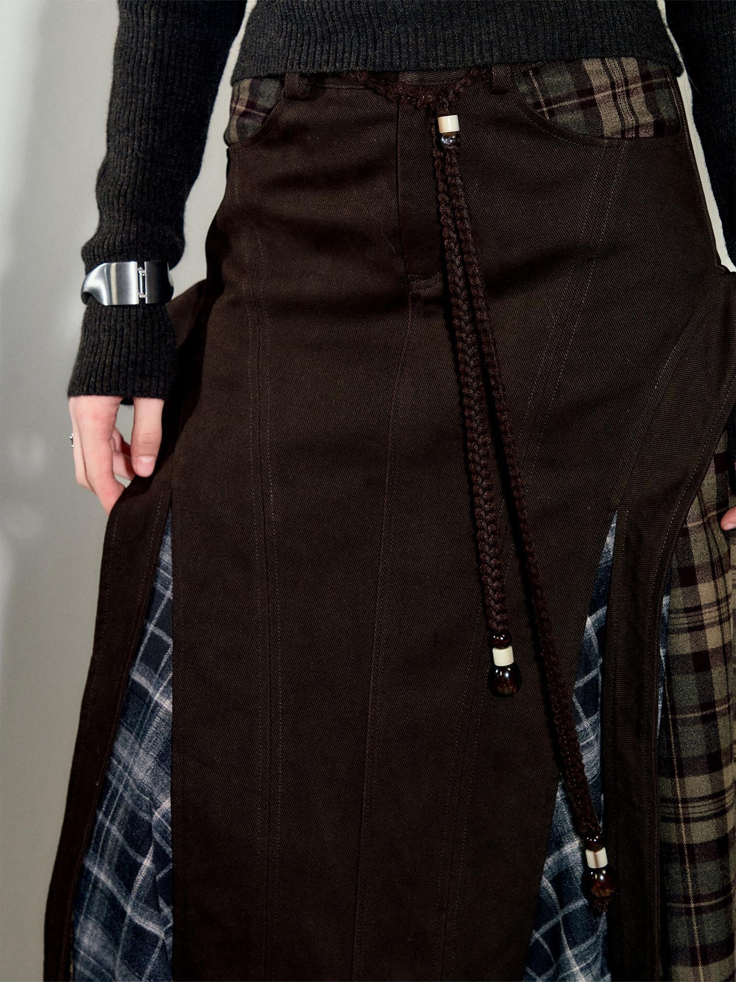 AnnoMundi Anni Albers Bauhaus Textured Patchwork Midi Skirt