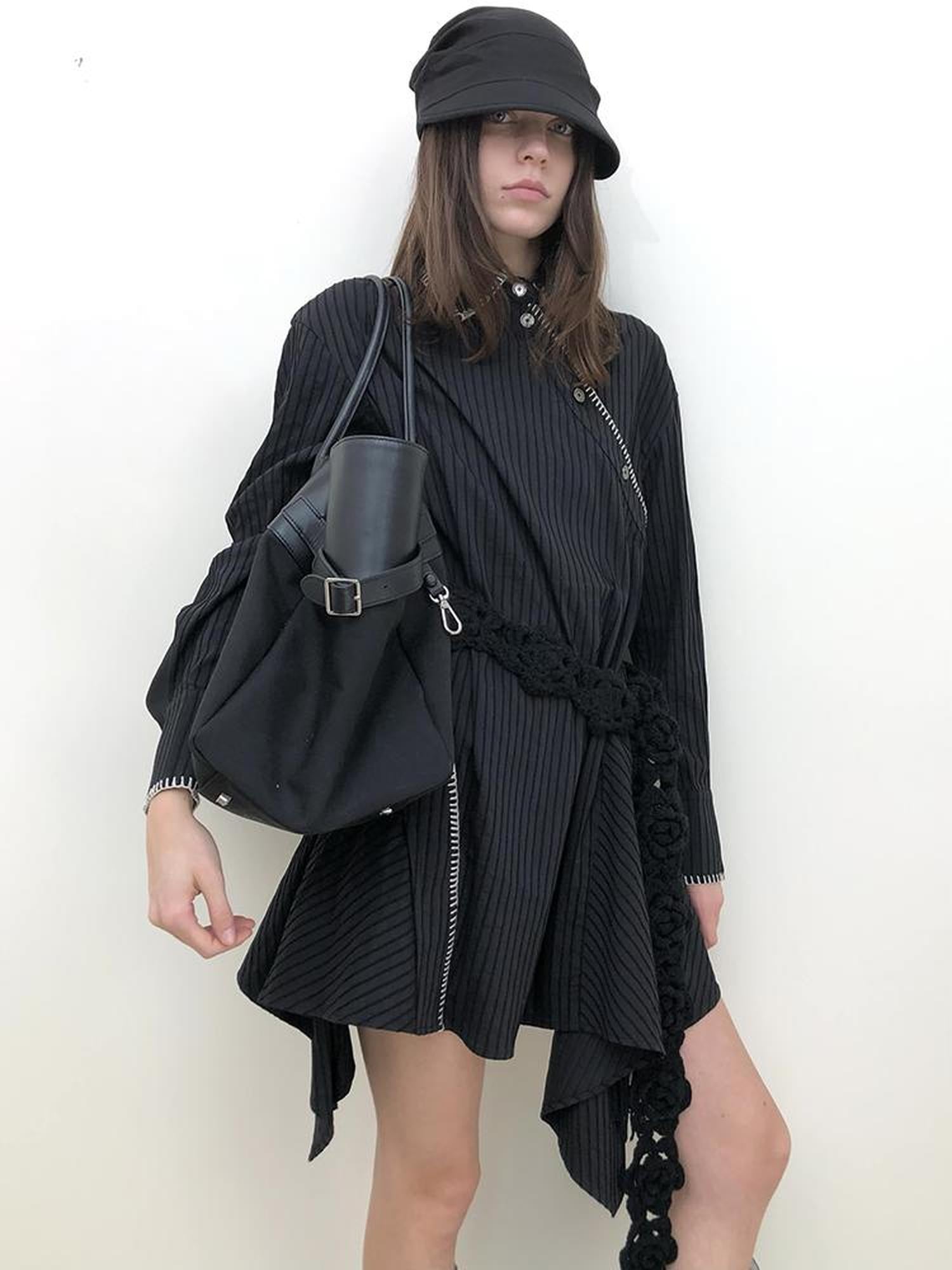 AnnoMundi Asymmetric Deconstructed Shirt Dress With Contrast Collar