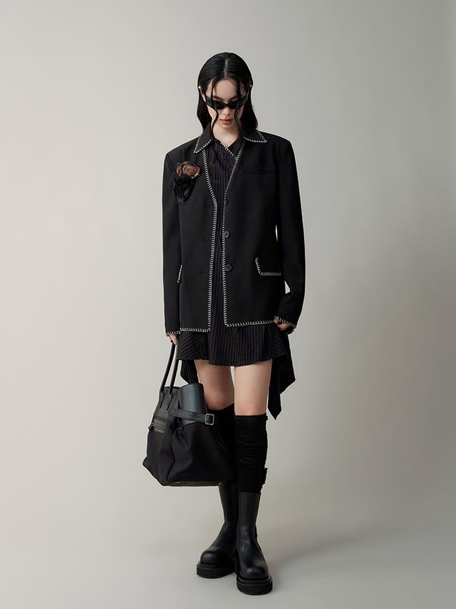 AnnoMundi Asymmetric Deconstructed Shirt Dress With Contrast Collar