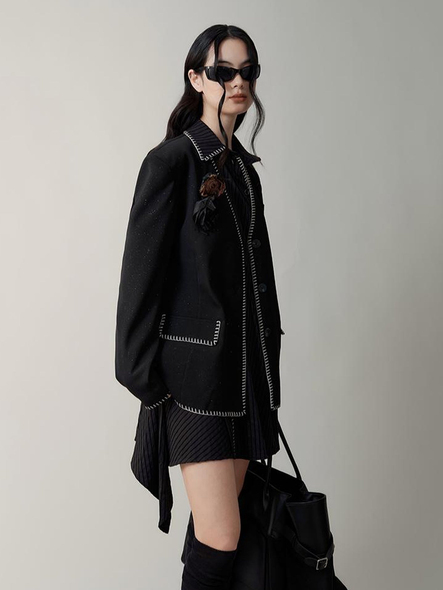 AnnoMundi Asymmetric Deconstructed Shirt Dress With Contrast Collar