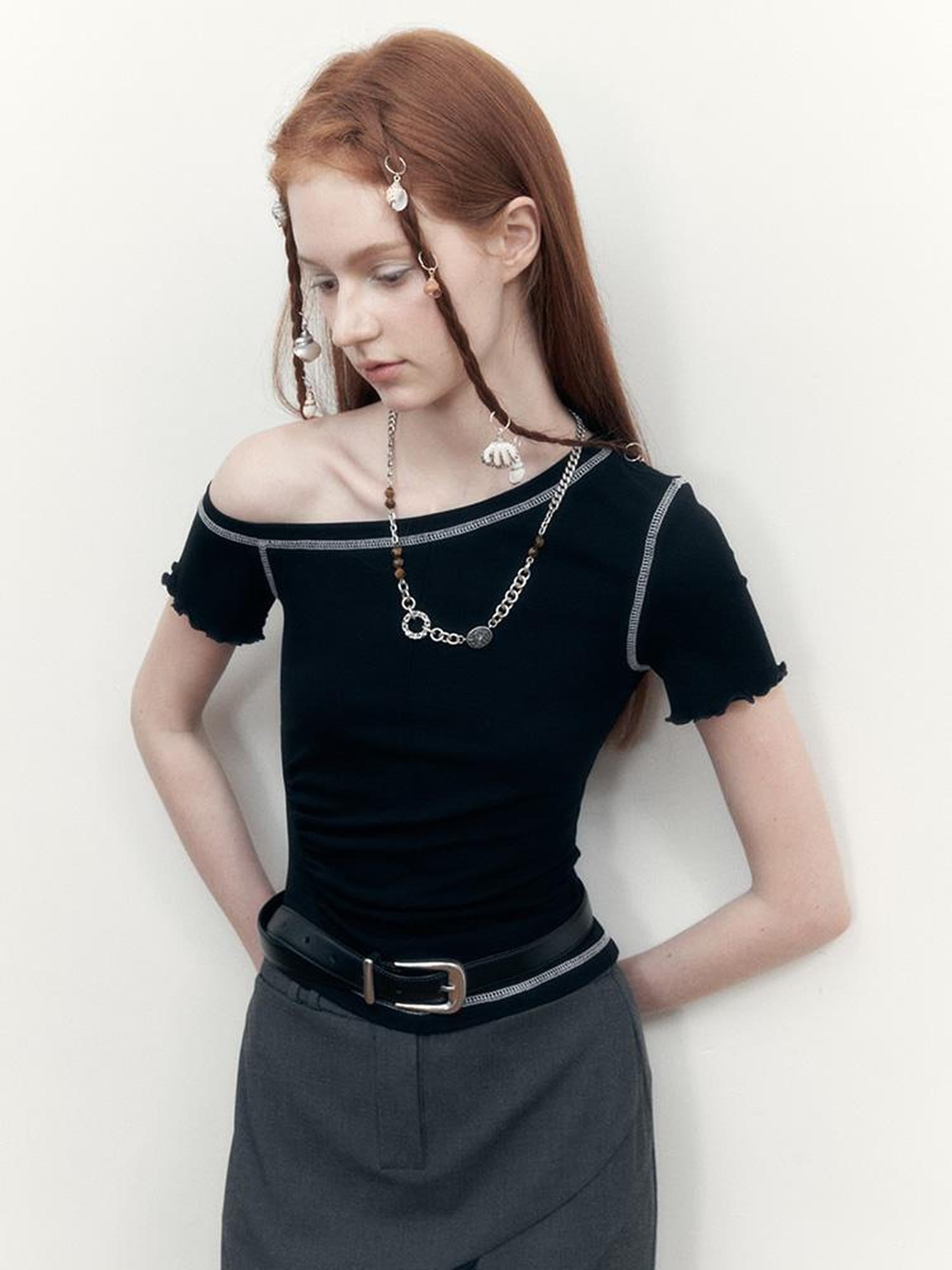 AnnoMundi Asymmetric Floral Hem T Shirt