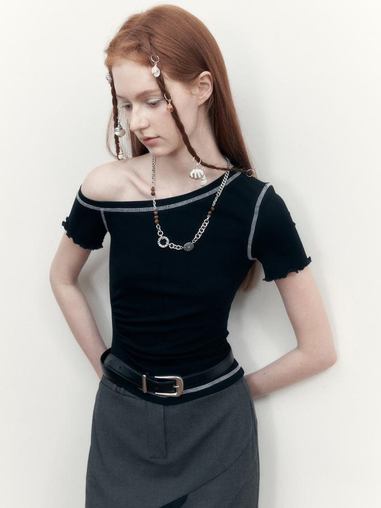 AnnoMundi Asymmetric Floral Hem T Shirt