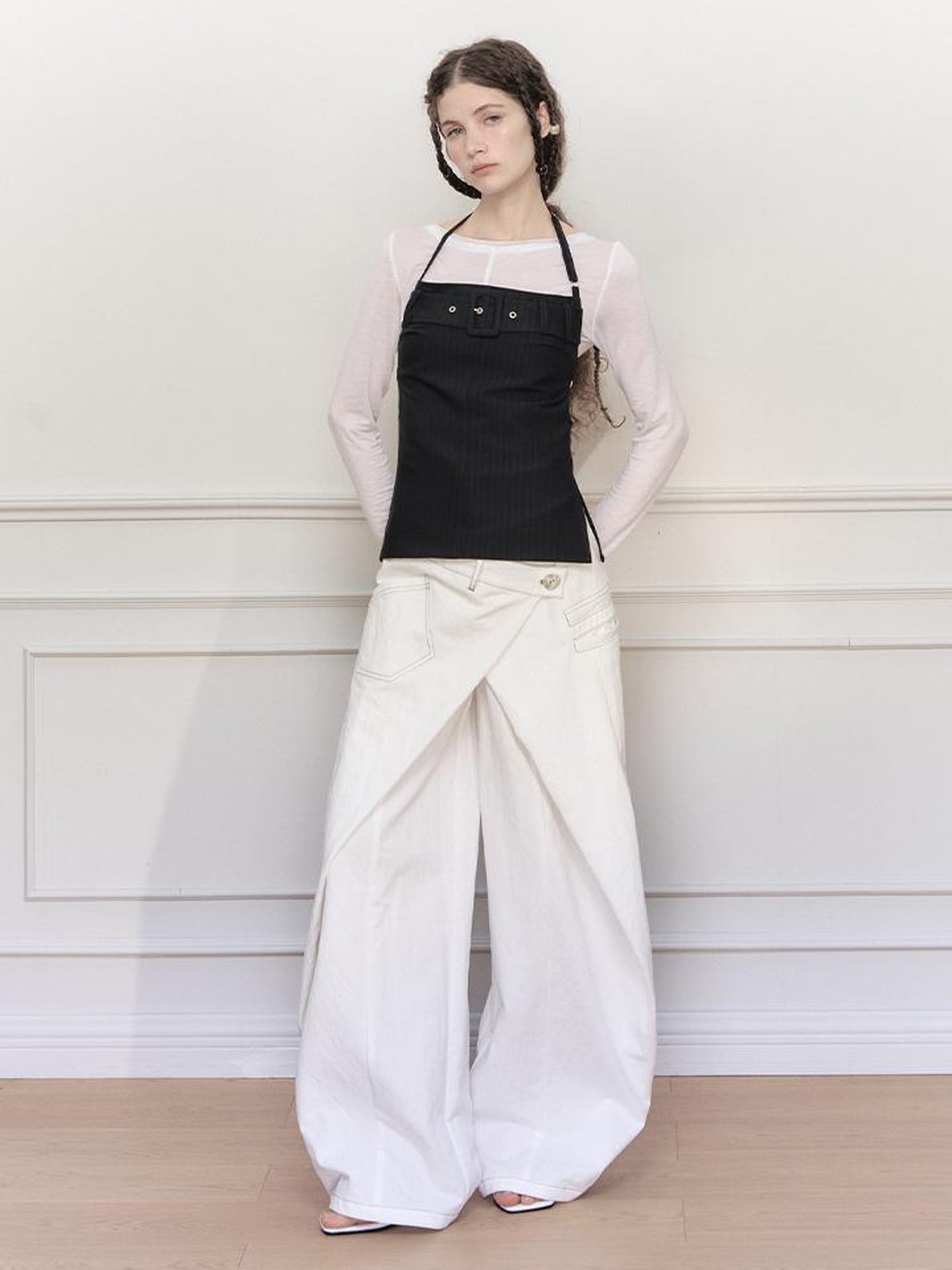 AnnoMundi Asymmetric Layered Wide Leg Pants