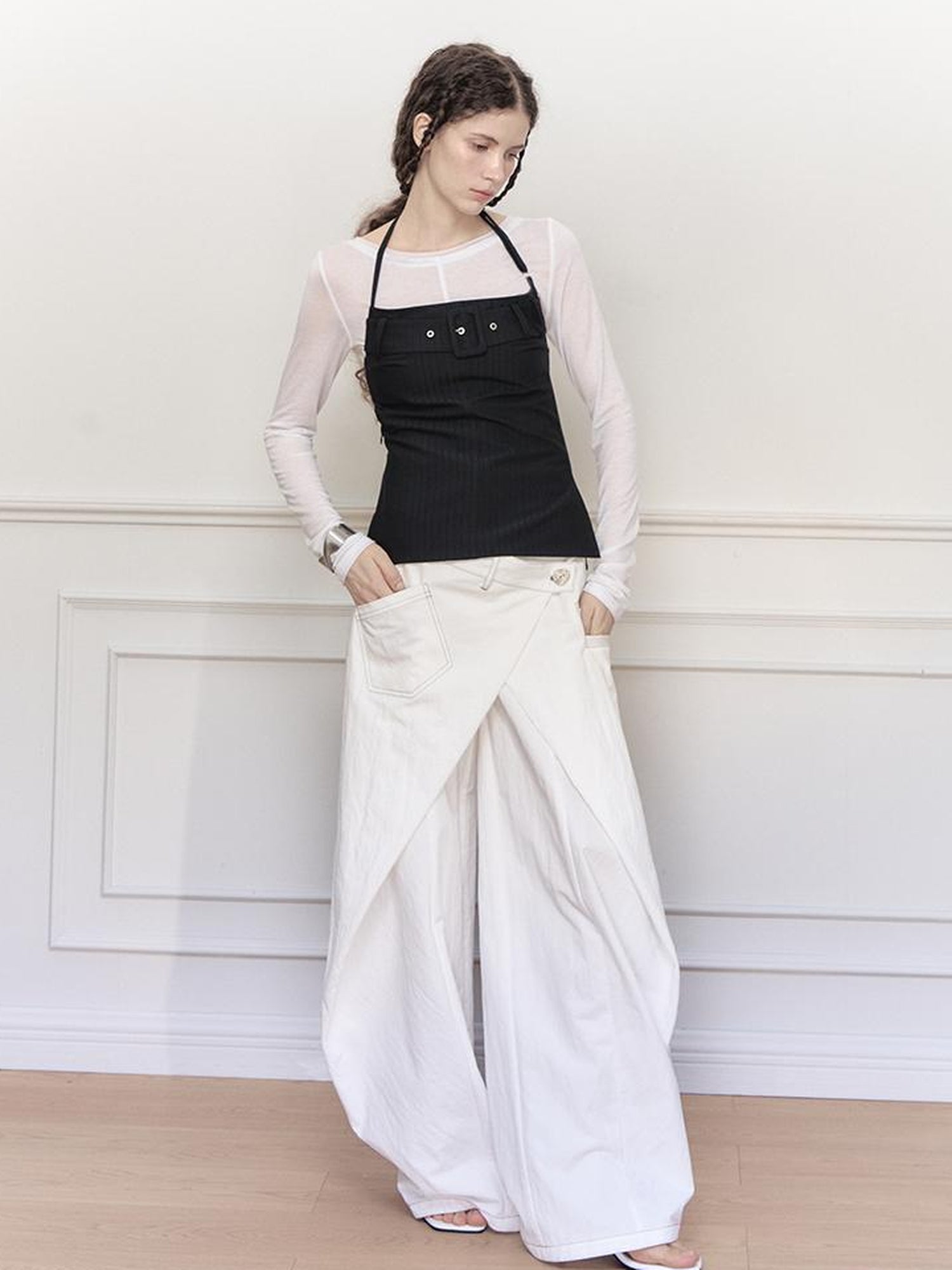 AnnoMundi Asymmetric Layered Wide Leg Pants