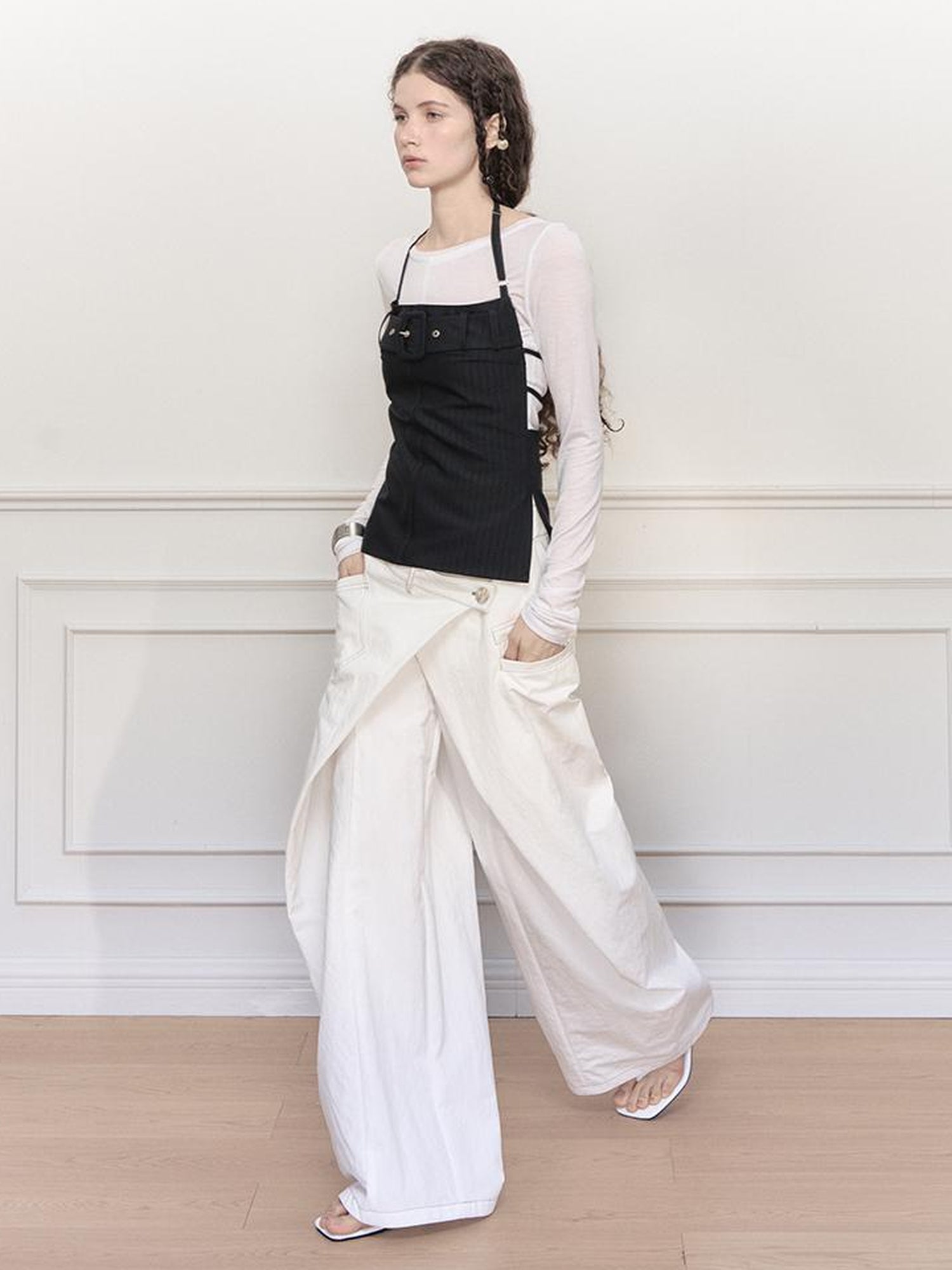 AnnoMundi Asymmetric Layered Wide Leg Pants
